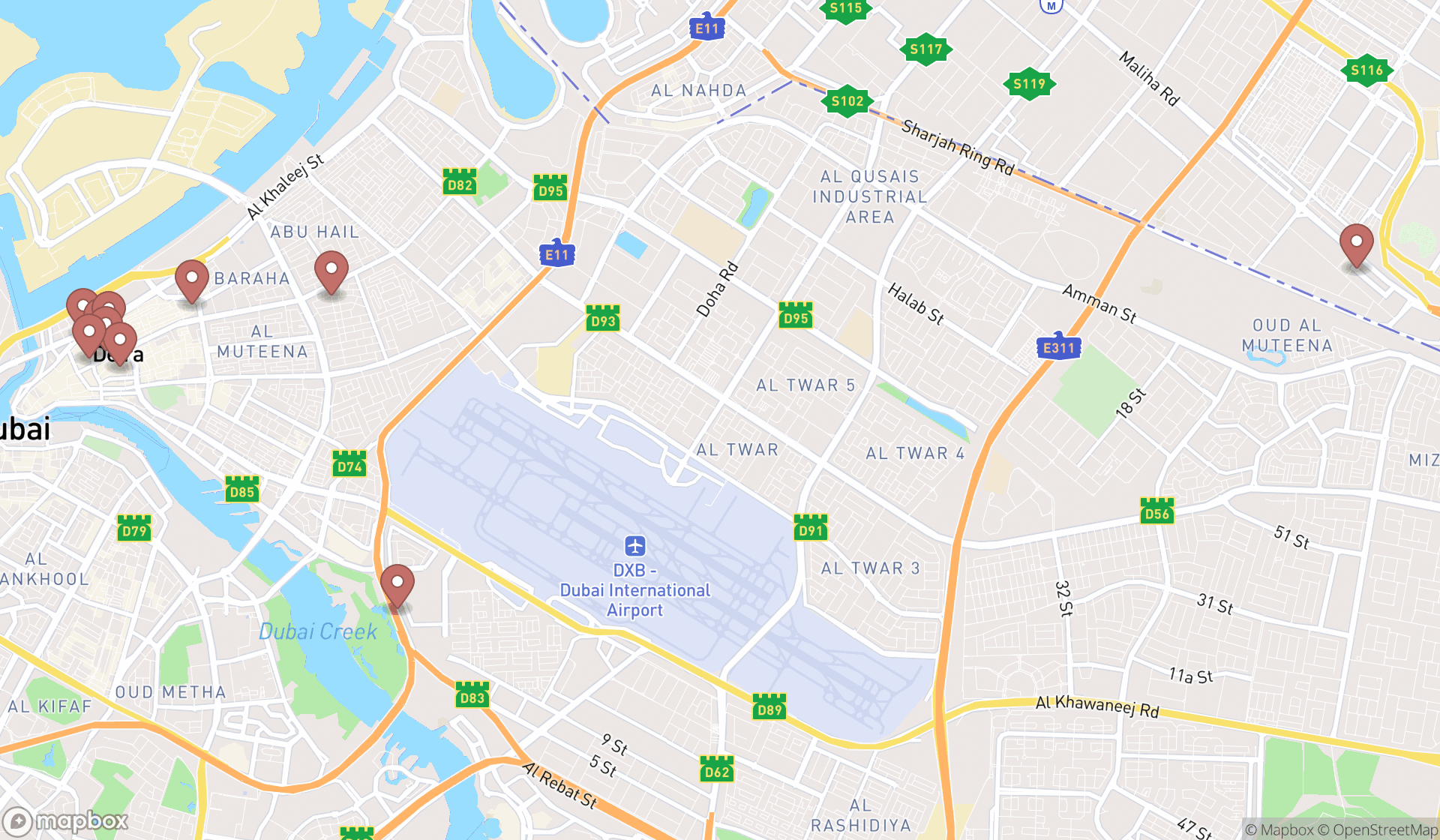 Map showing the ranked abbeys in Dubai, Dubai