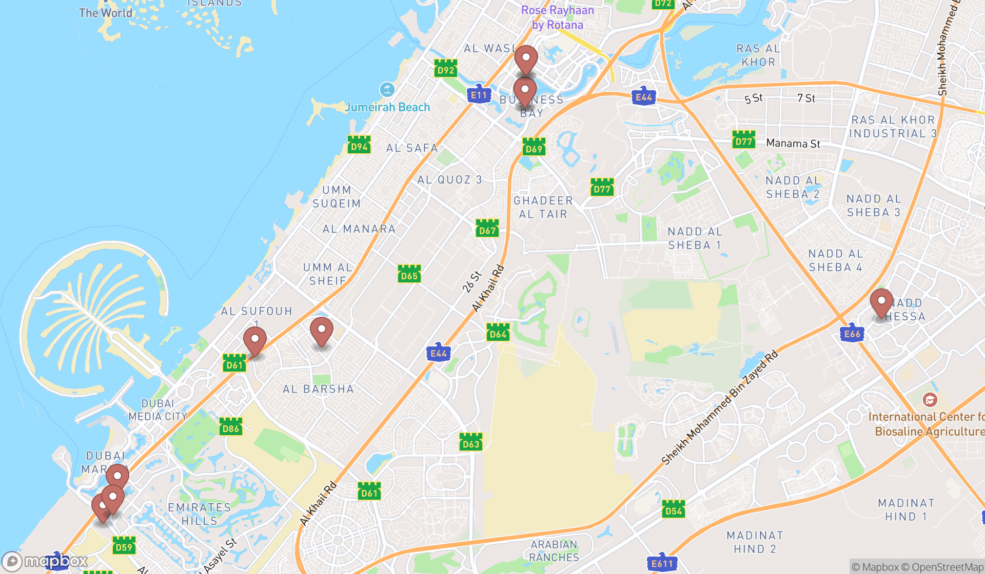 Map showing the ranked accountants in Dubai, Dubai