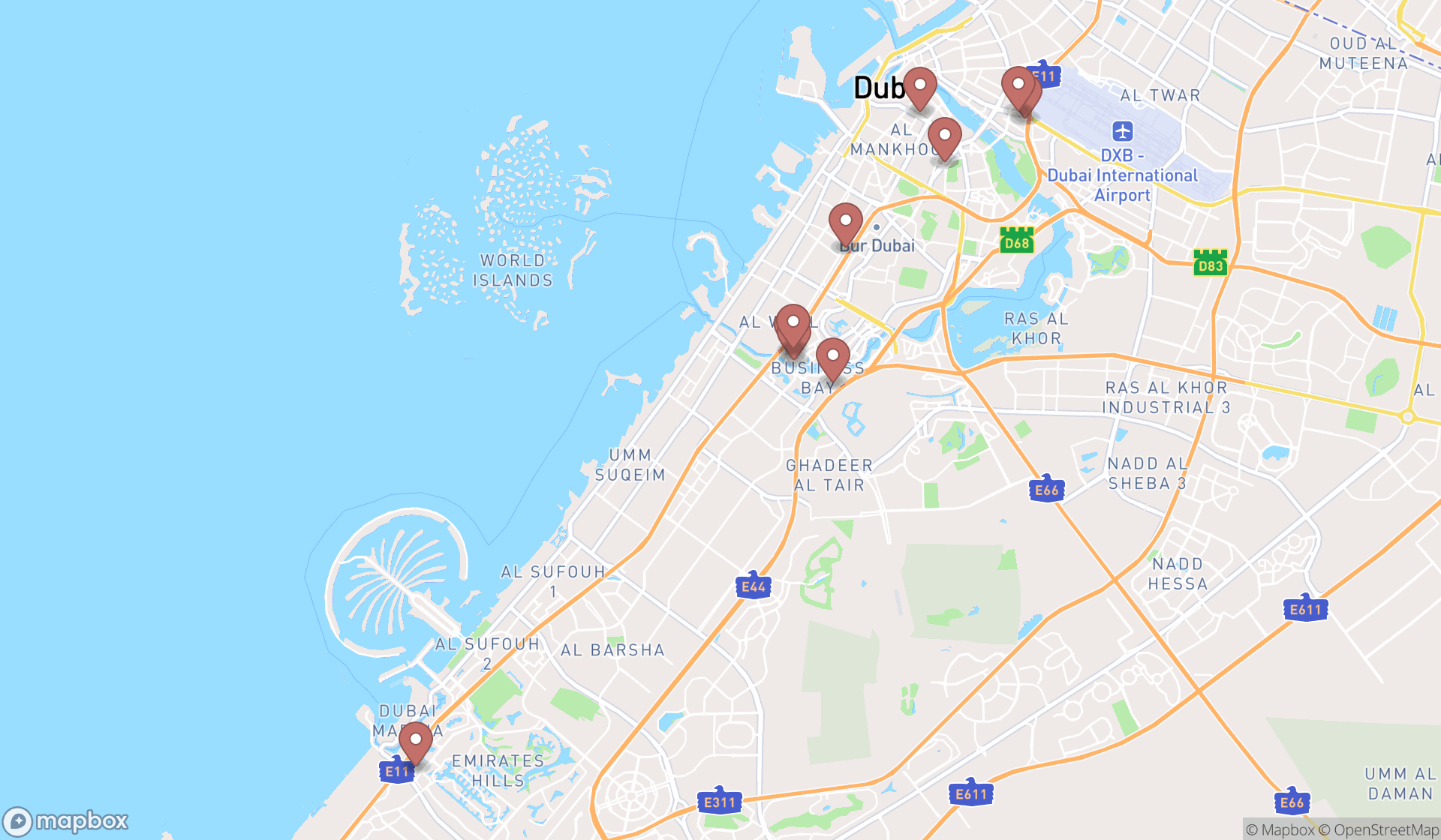 Map showing the ranked accounting firms in Dubai, Dubai