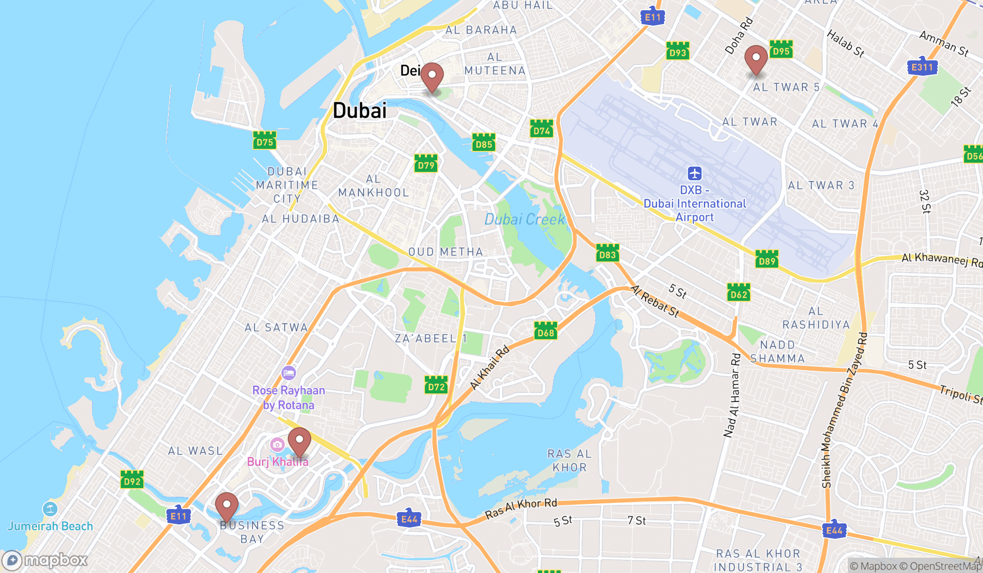 Map showing the ranked accountings in Dubai, Dubai