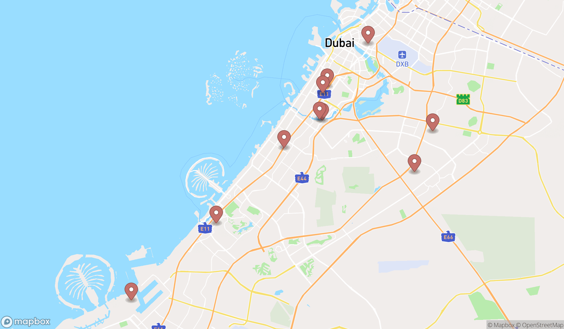 Map showing the ranked agrochemicals suppliers in Dubai, Dubai