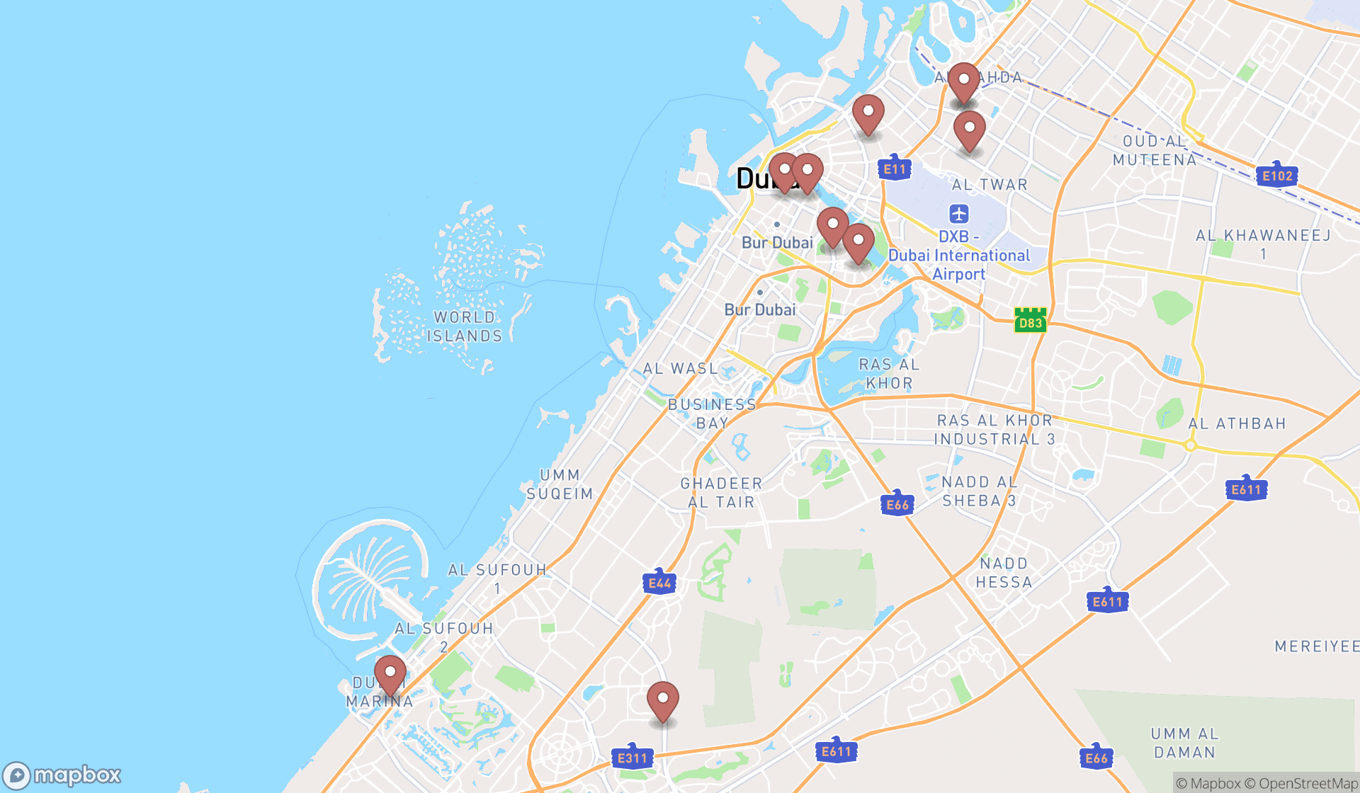 Map showing the ranked allergists in Dubai, Dubai