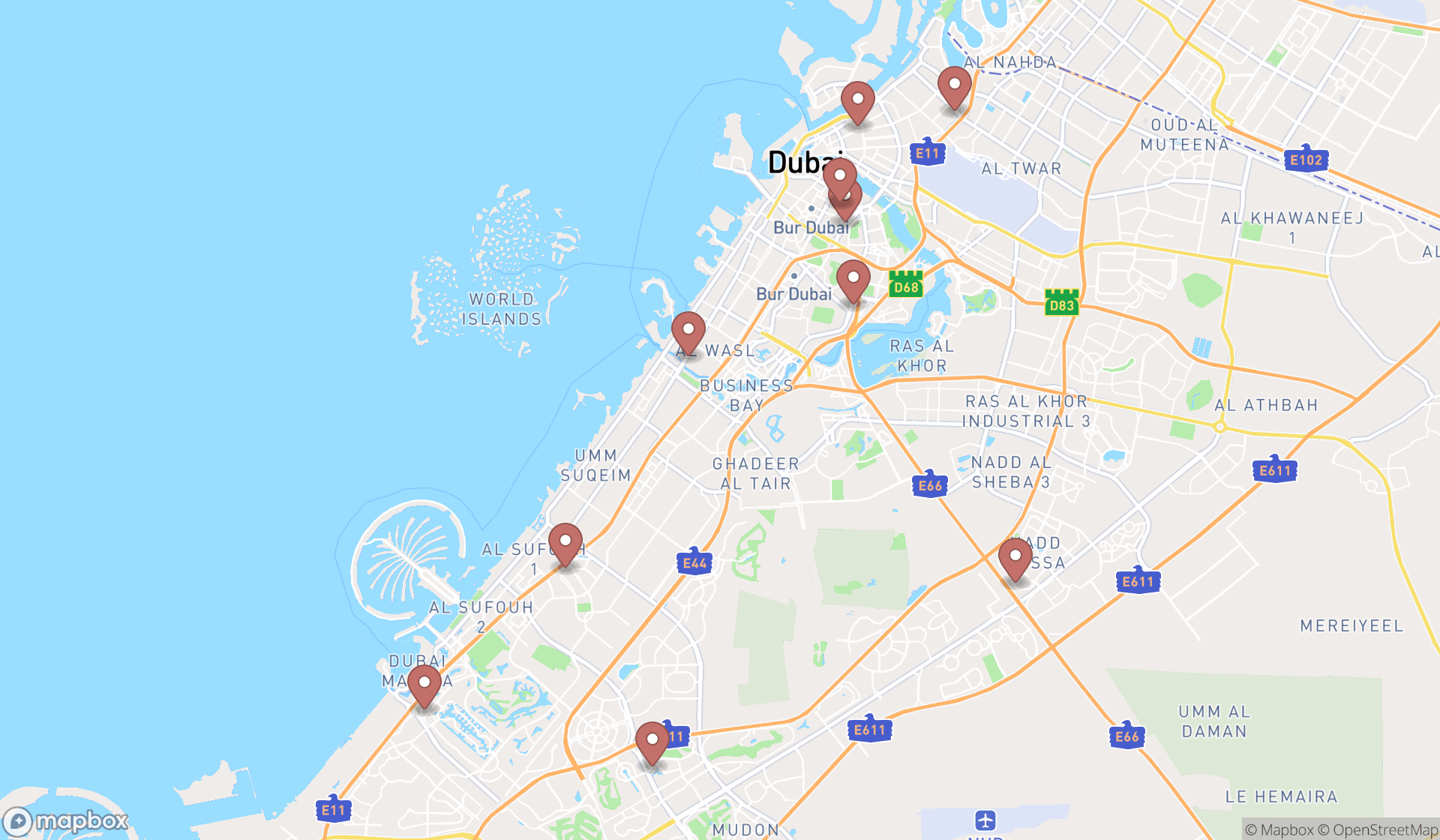 Map showing the ranked alternative medicine practitioners in Dubai, Dubai