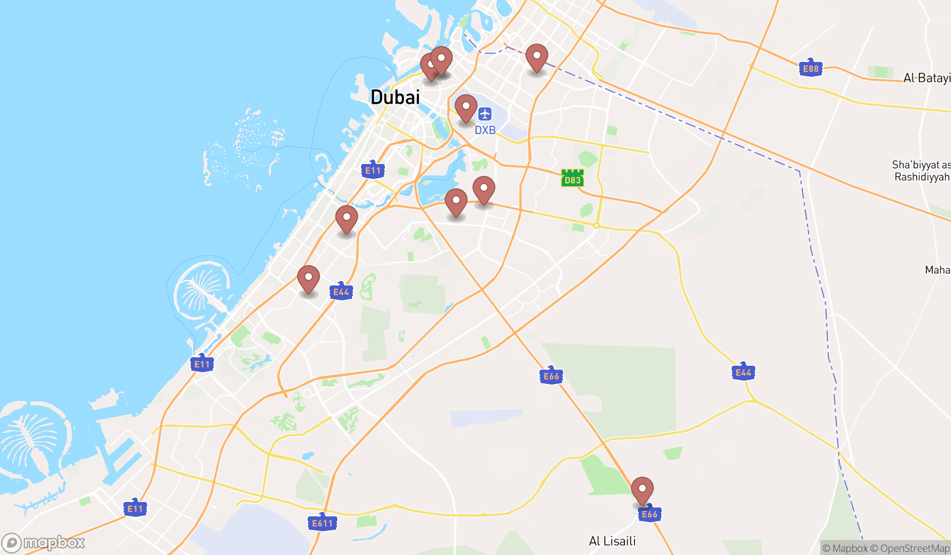 Map showing the ranked aluminum welders in Dubai, Dubai