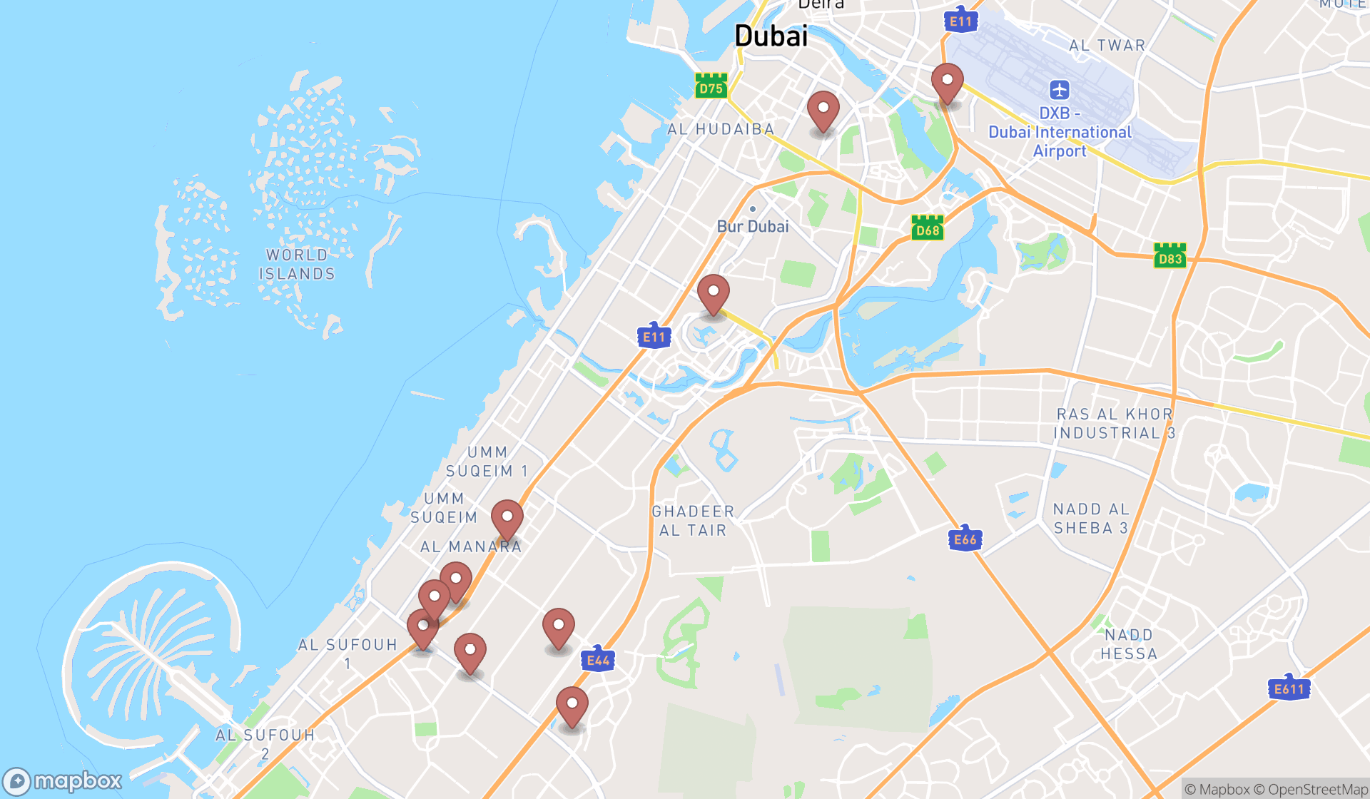Map showing the ranked appliance stores in Dubai, Dubai