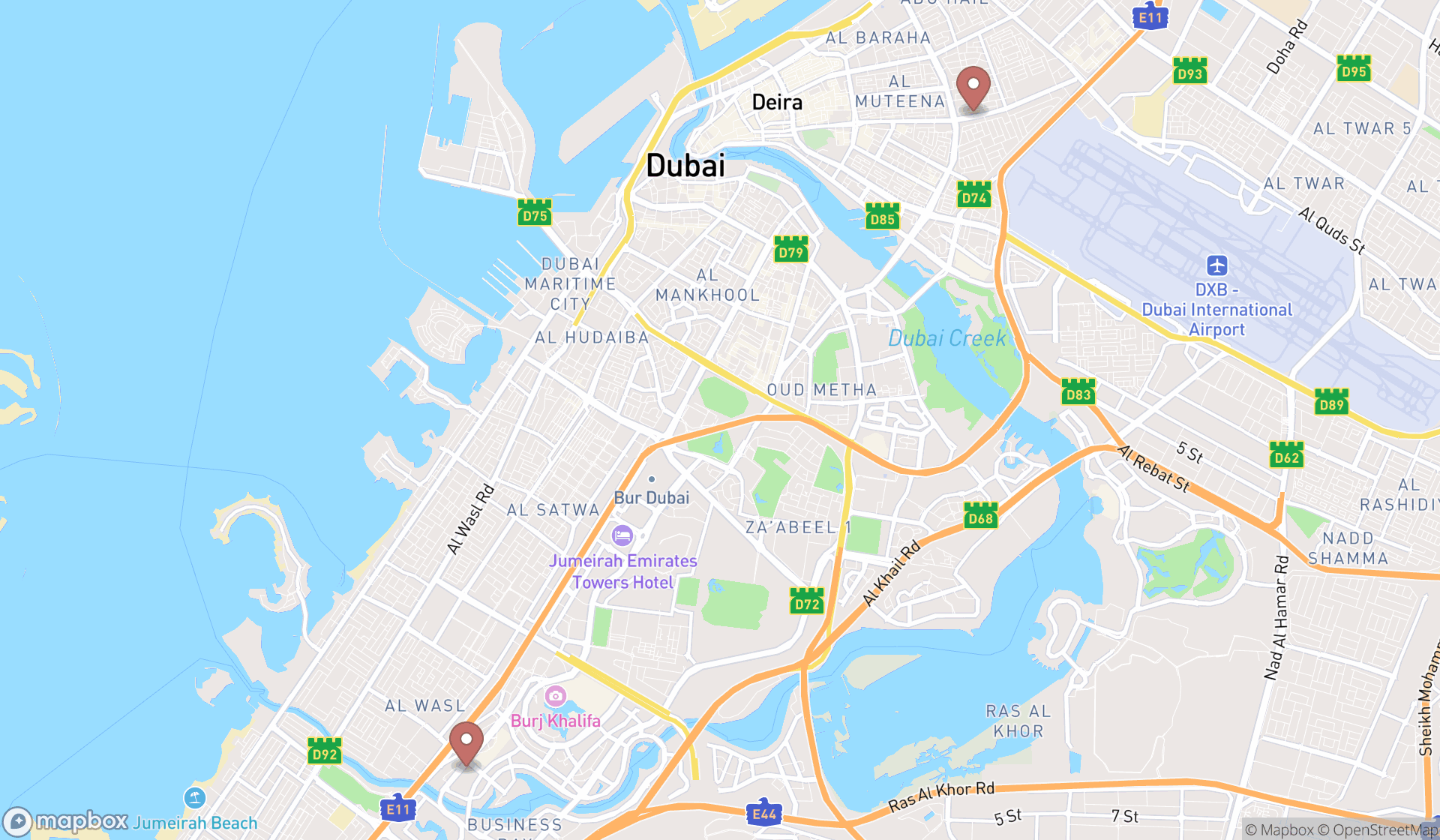 Map showing the ranked appliances in Dubai, Dubai