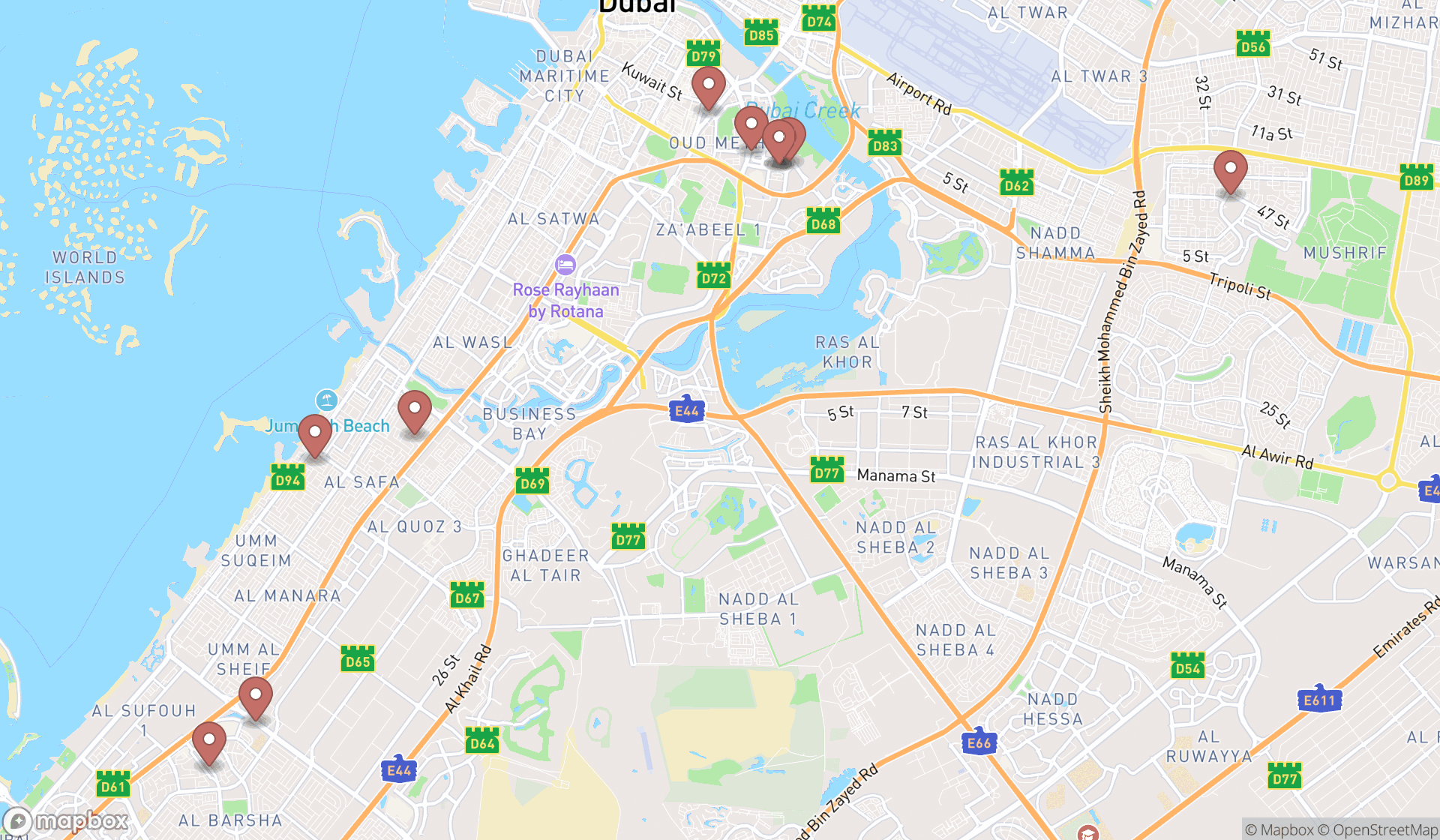 Map showing the ranked applied behavior analysis therapists in Dubai, Dubai