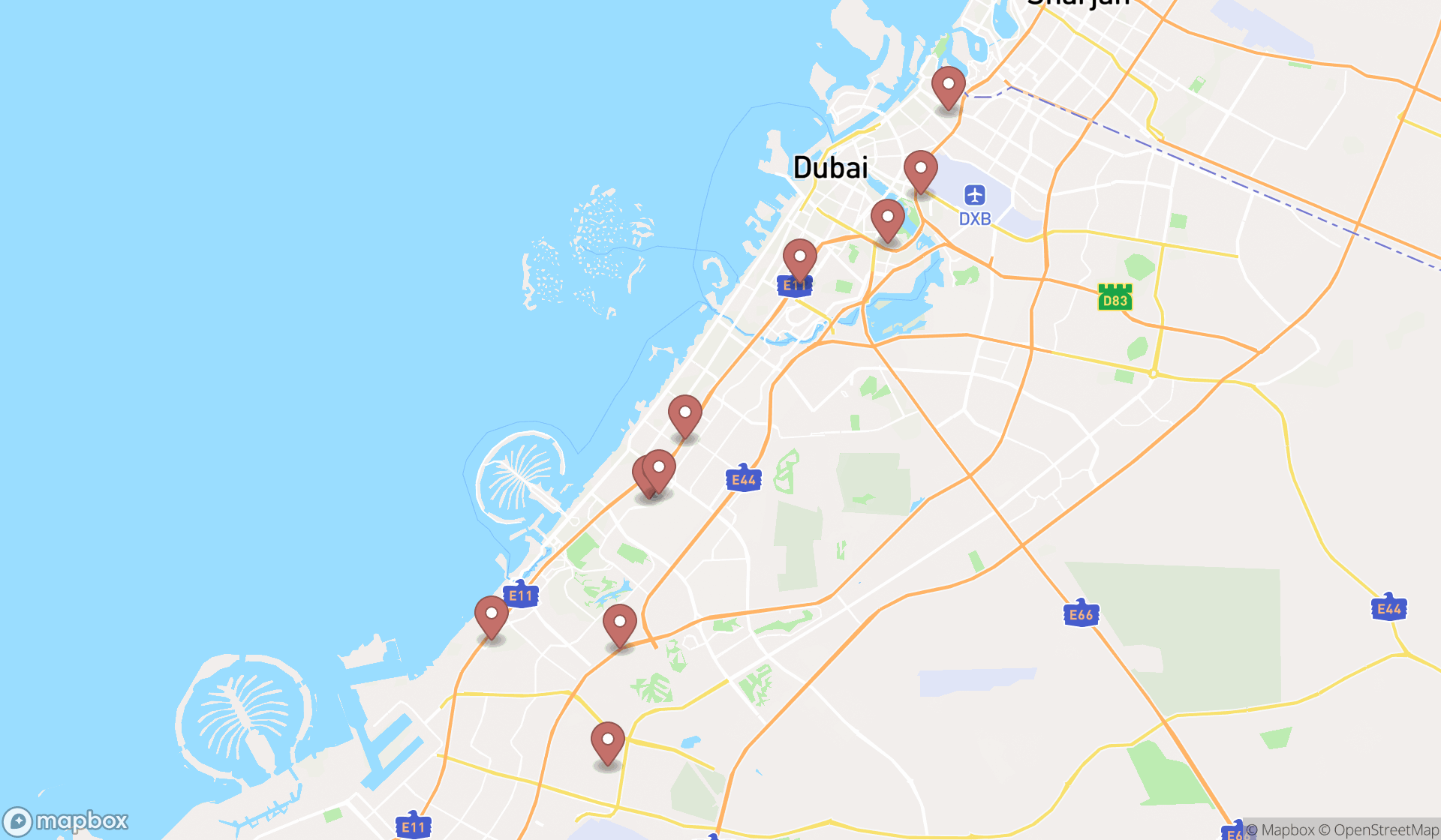 Map showing the ranked appraisers in Dubai, Dubai