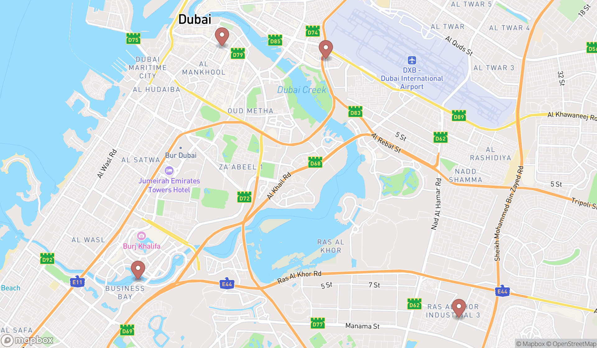 Map showing the ranked archives in Dubai, Dubai