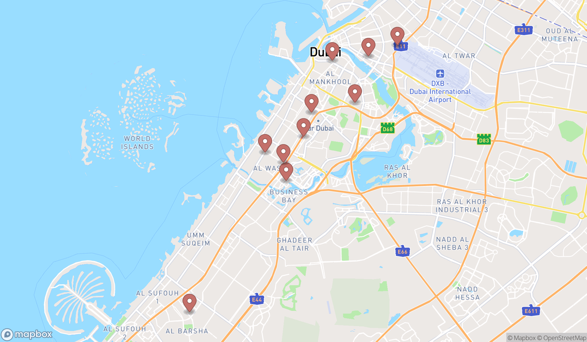 Map showing the ranked aromatherapy services in Dubai, Dubai