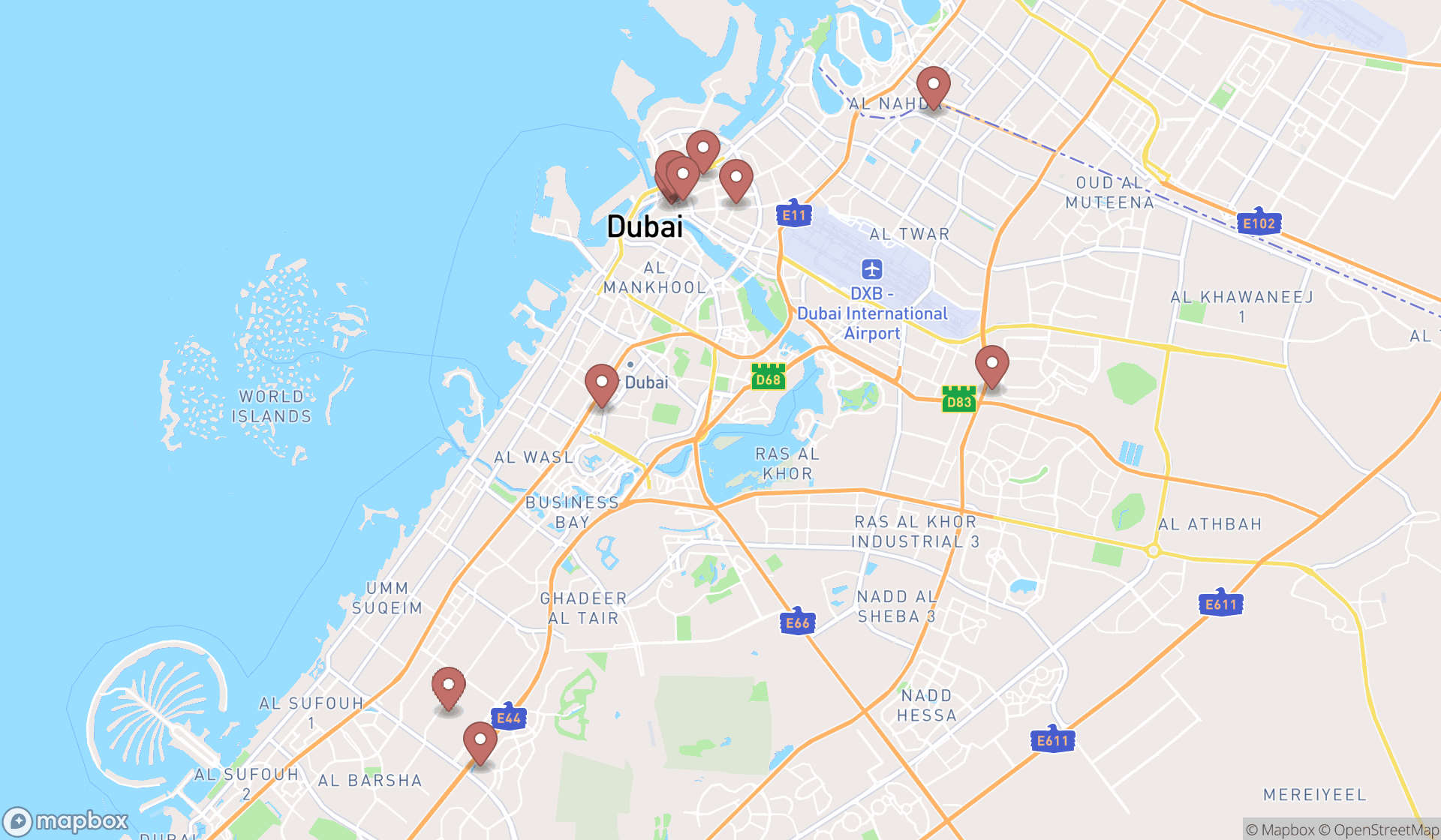Map showing the ranked aromatherapy supply stores in Dubai, Dubai