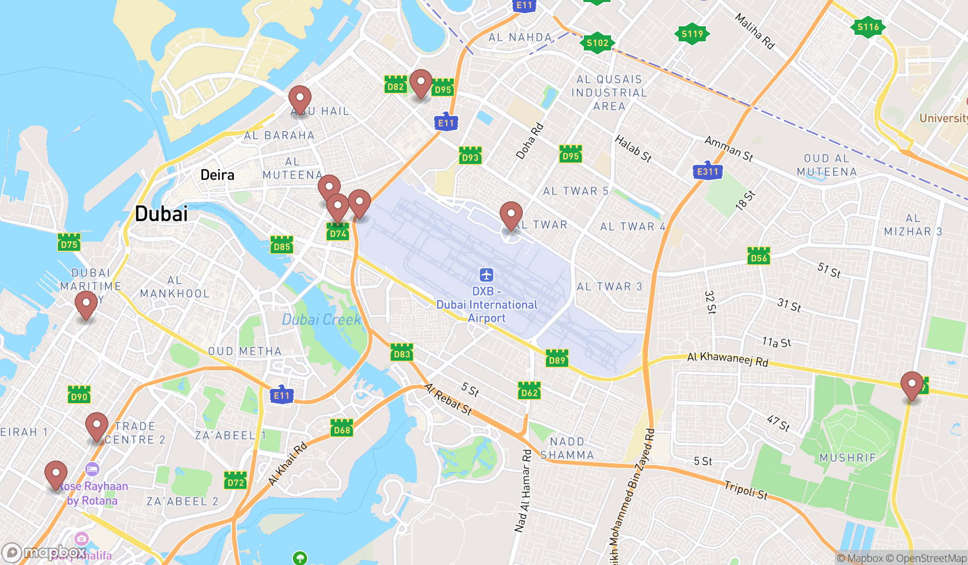 Map showing the ranked association / organizations in Dubai, Dubai