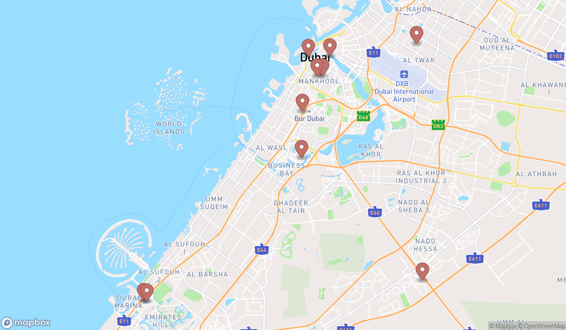 Map showing the ranked astrologers in Dubai, Dubai