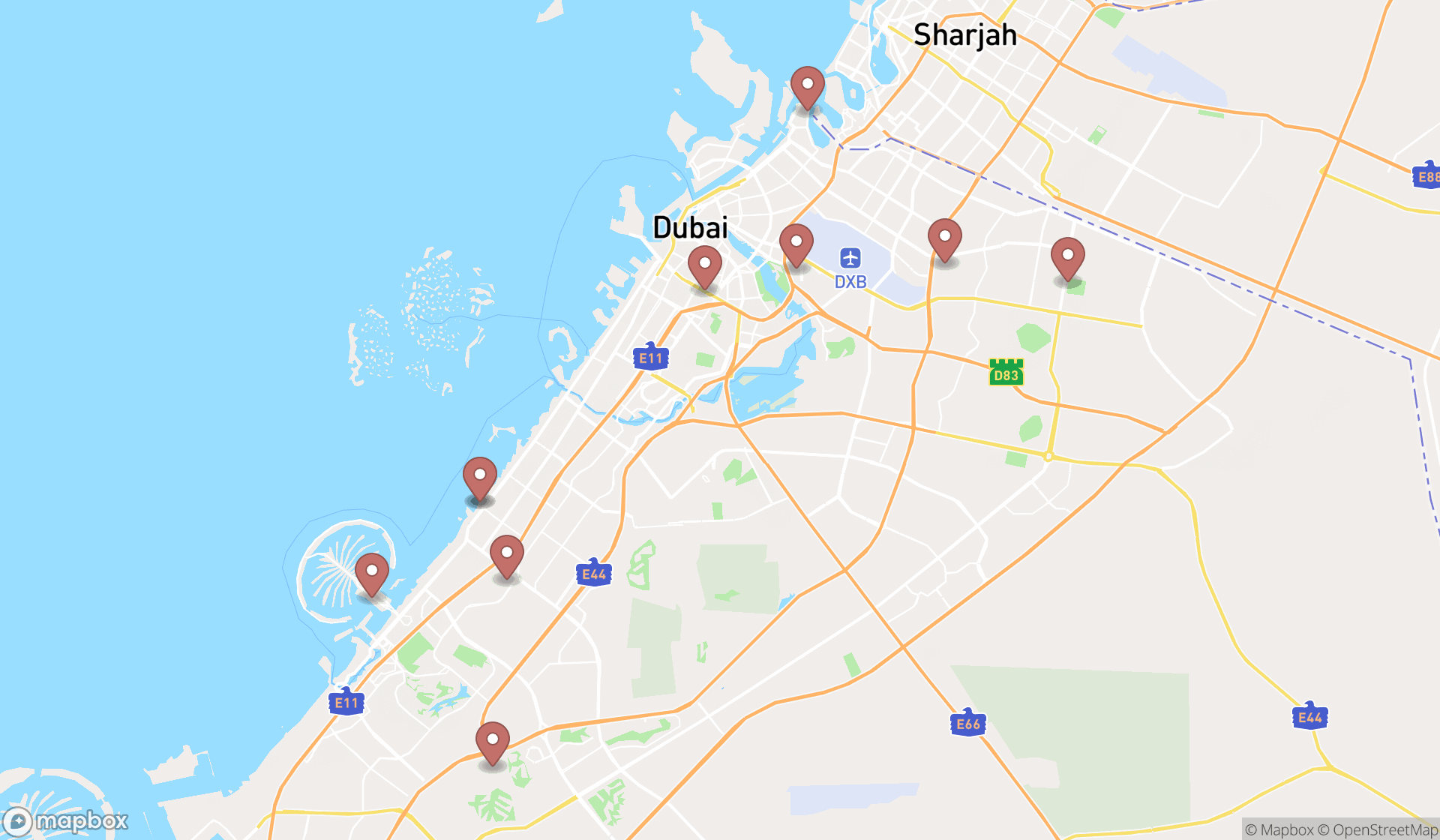 Map showing the ranked athletic tracks in Dubai, Dubai
