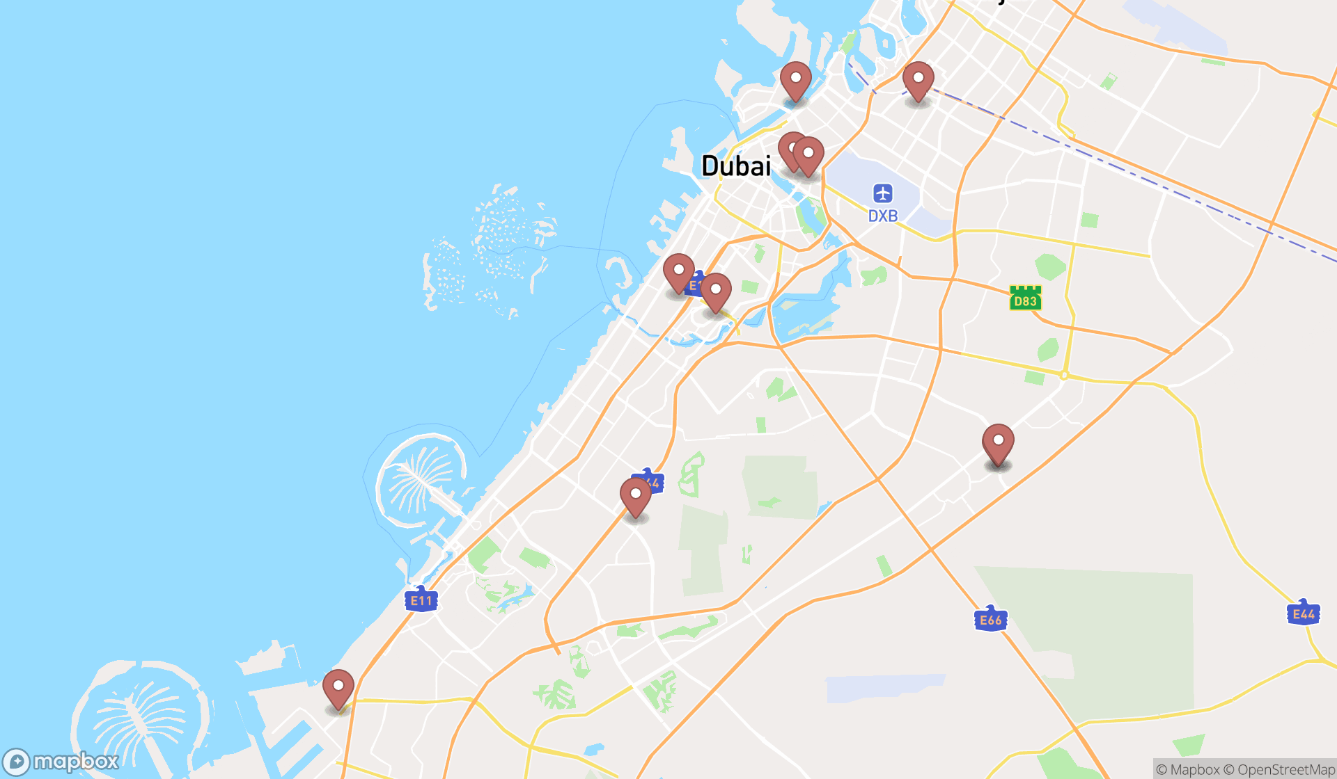 Map showing the ranked atms in Dubai, Dubai