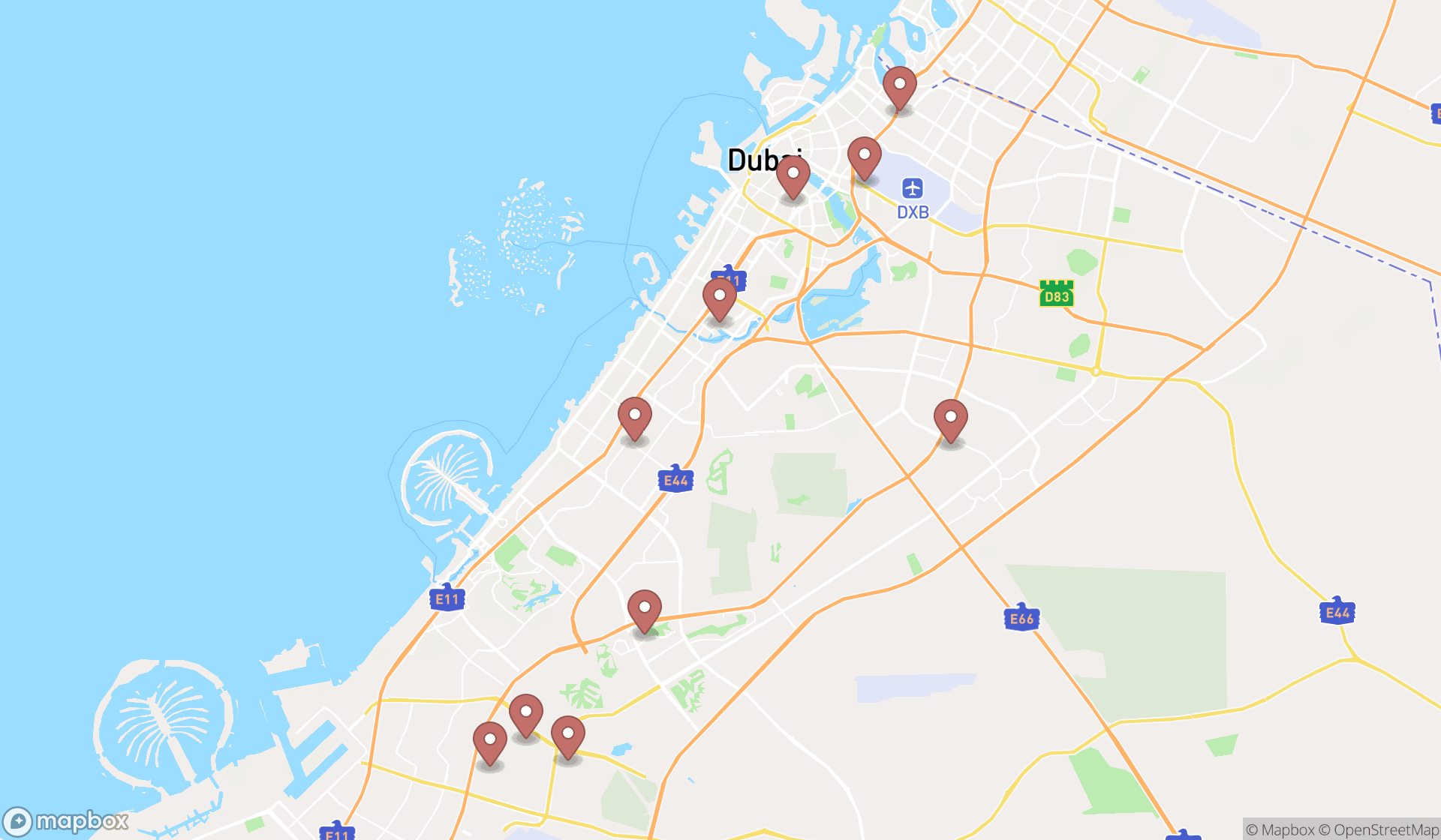 Map showing the ranked audio visual consultants in Dubai, Dubai