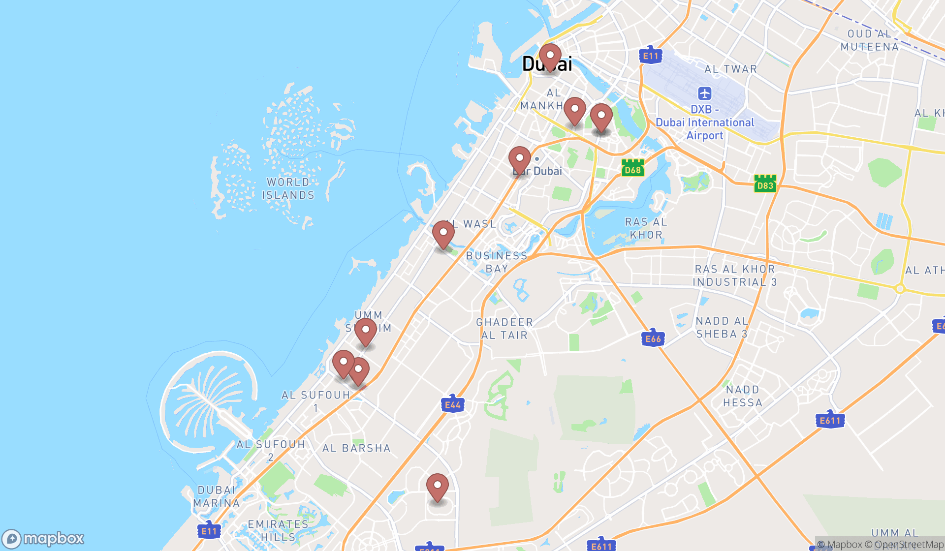 Map showing the ranked audiologists in Dubai, Dubai