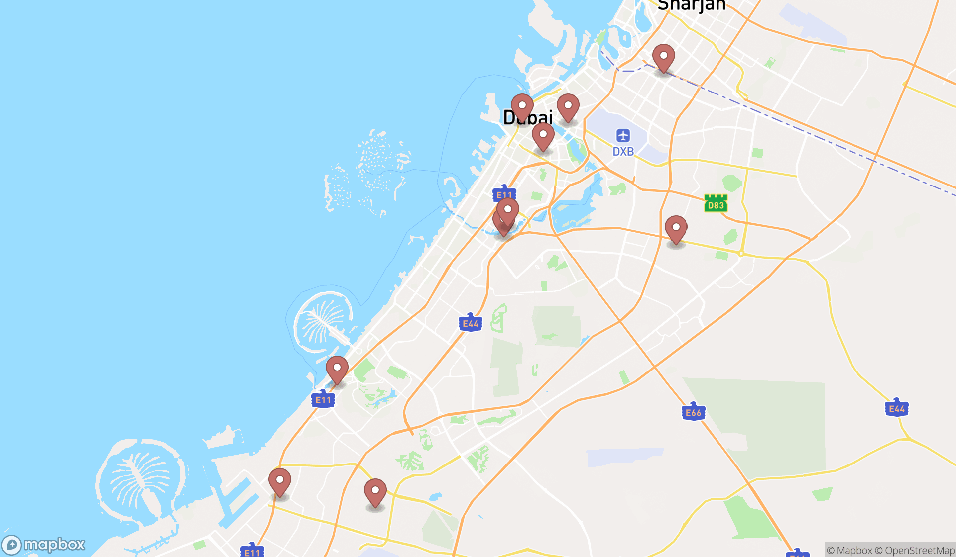 Map showing the ranked automation companies in Dubai, Dubai