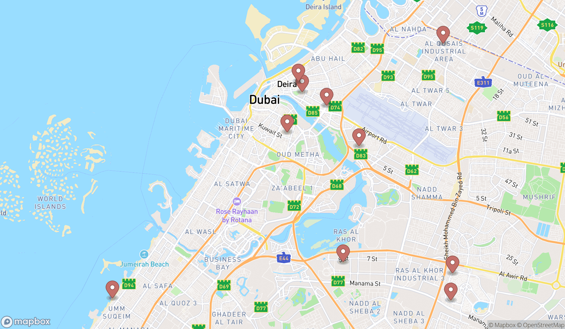 Map showing the ranked beach cleaning services in Dubai, Dubai