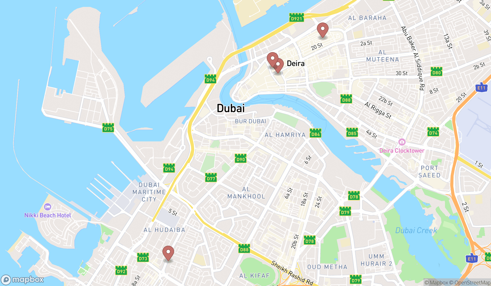 Map showing the ranked bead wholesalers in Dubai, Dubai