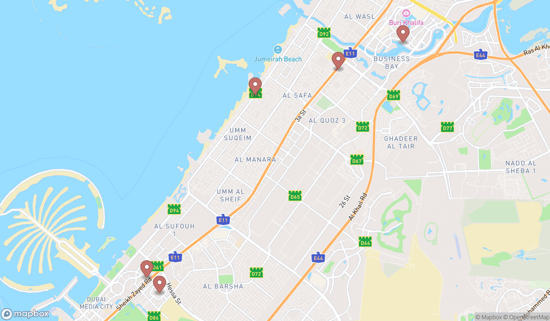 Map showing the ranked biofeedback therapists in Dubai, Dubai