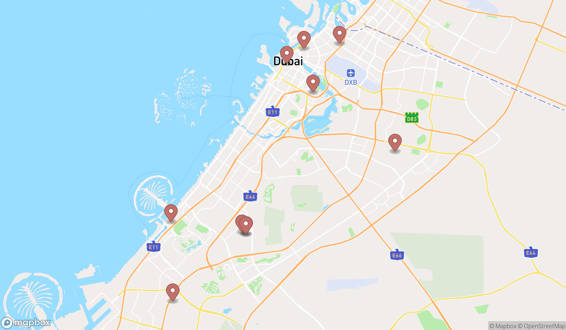 Map showing the ranked biotechnology companies in Dubai, Dubai