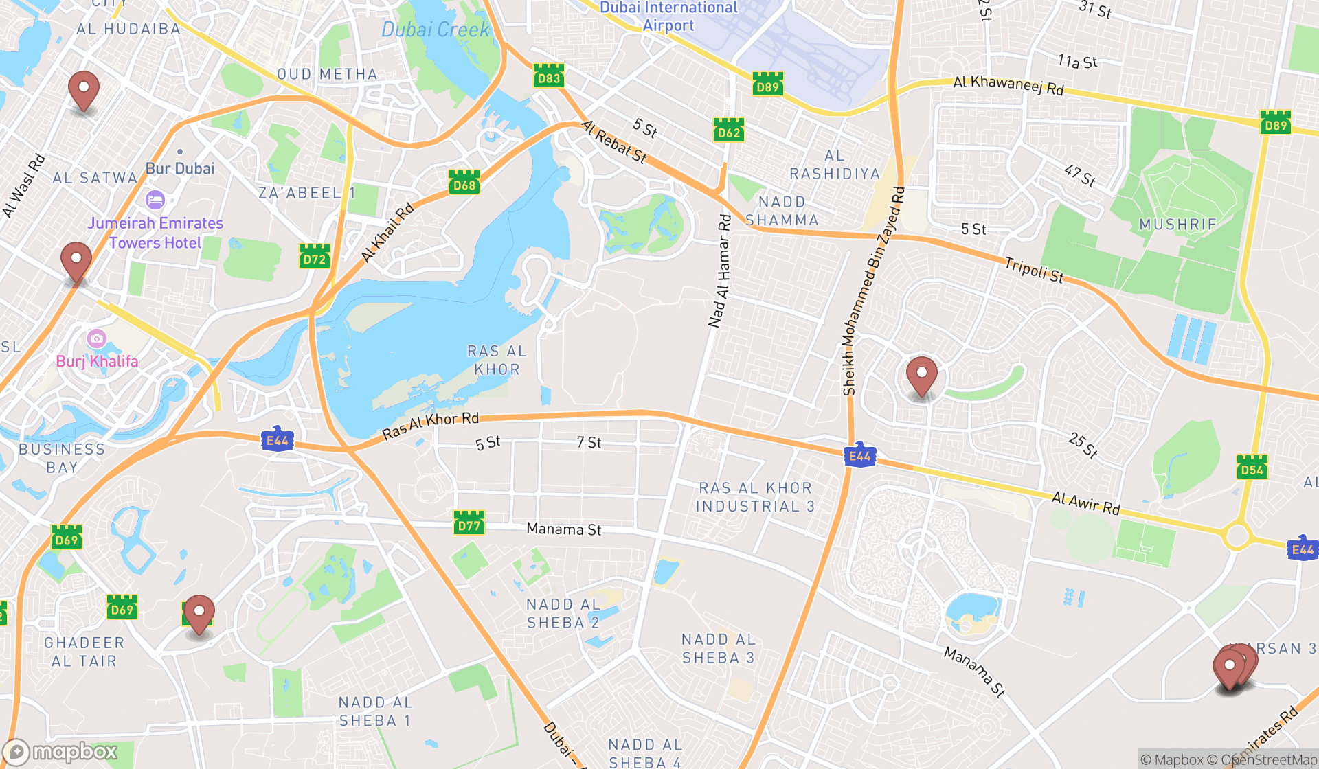 Map showing the ranked bird shops in Dubai, Dubai