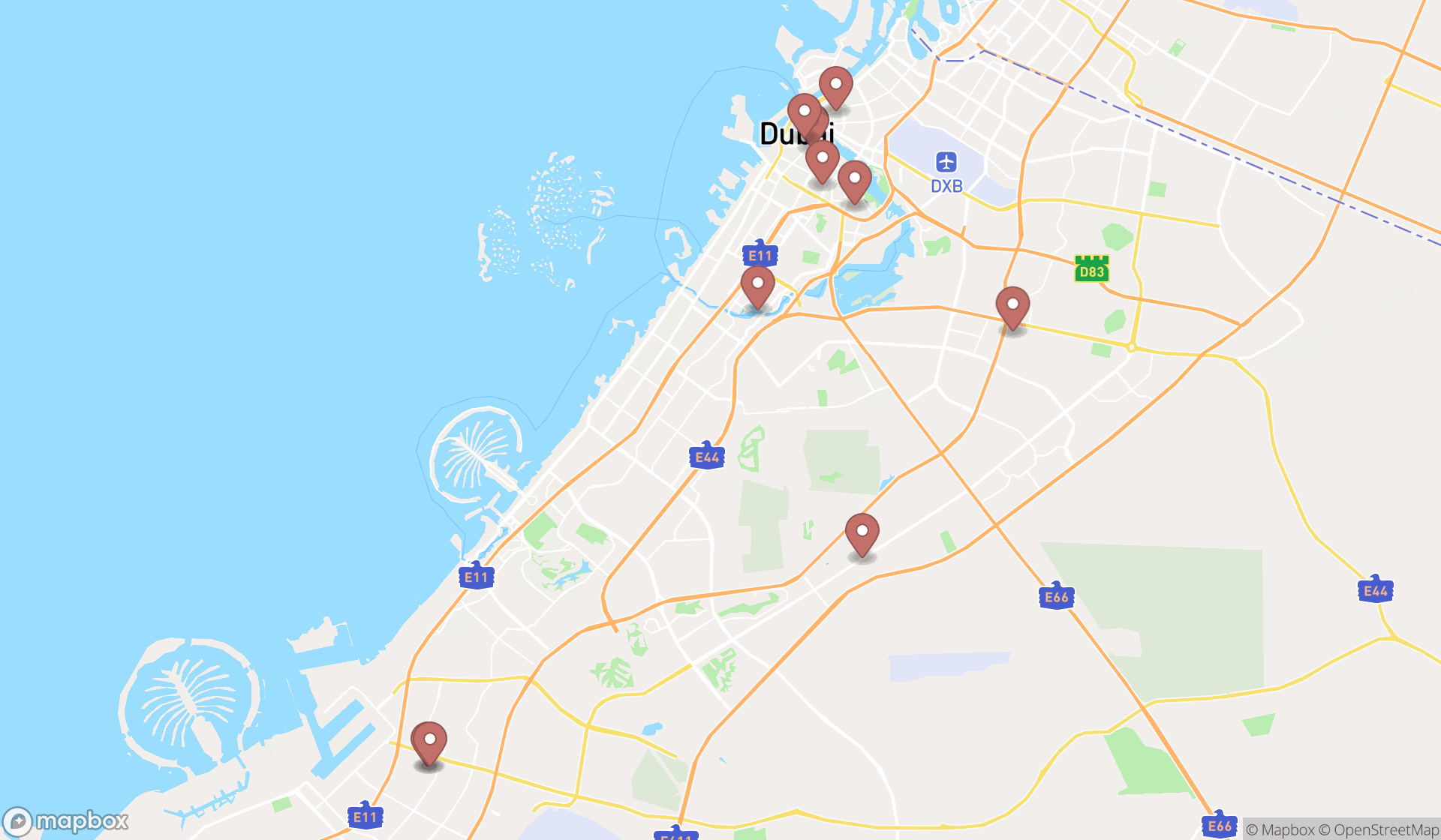 Map showing the ranked blast cleaning services in Dubai, Dubai