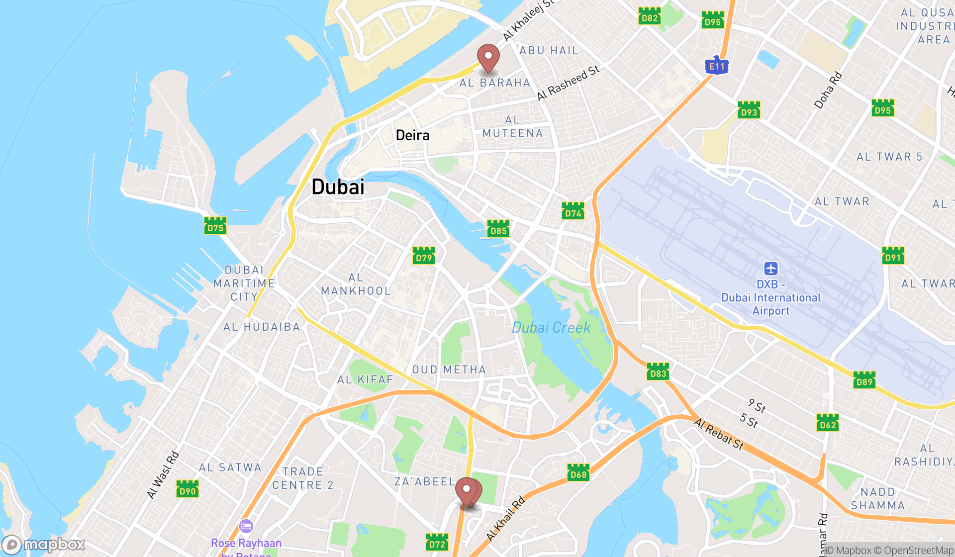 Map showing the ranked blood donation centers in Dubai, Dubai