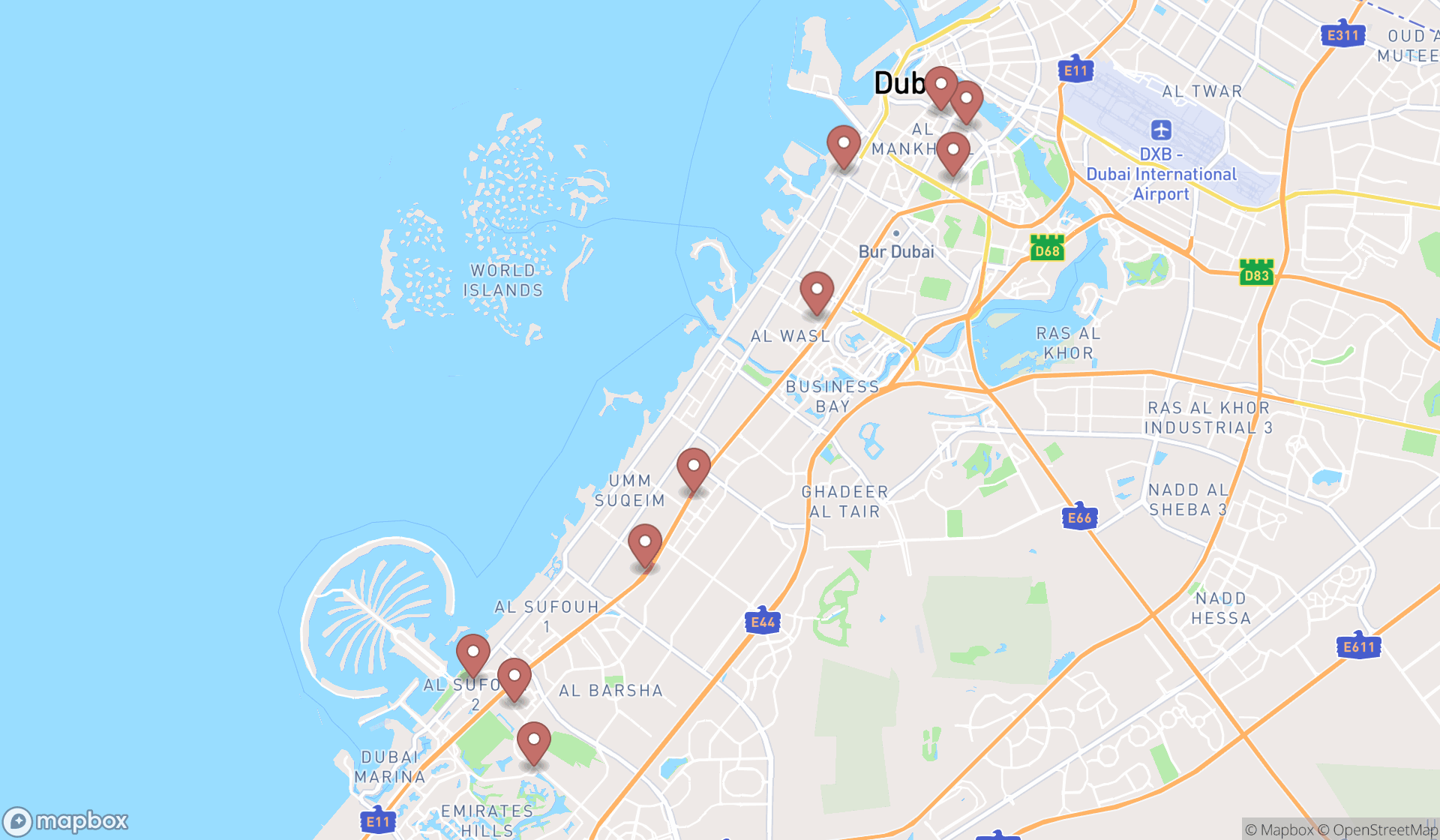 Map showing the ranked blood testing services in Dubai, Dubai