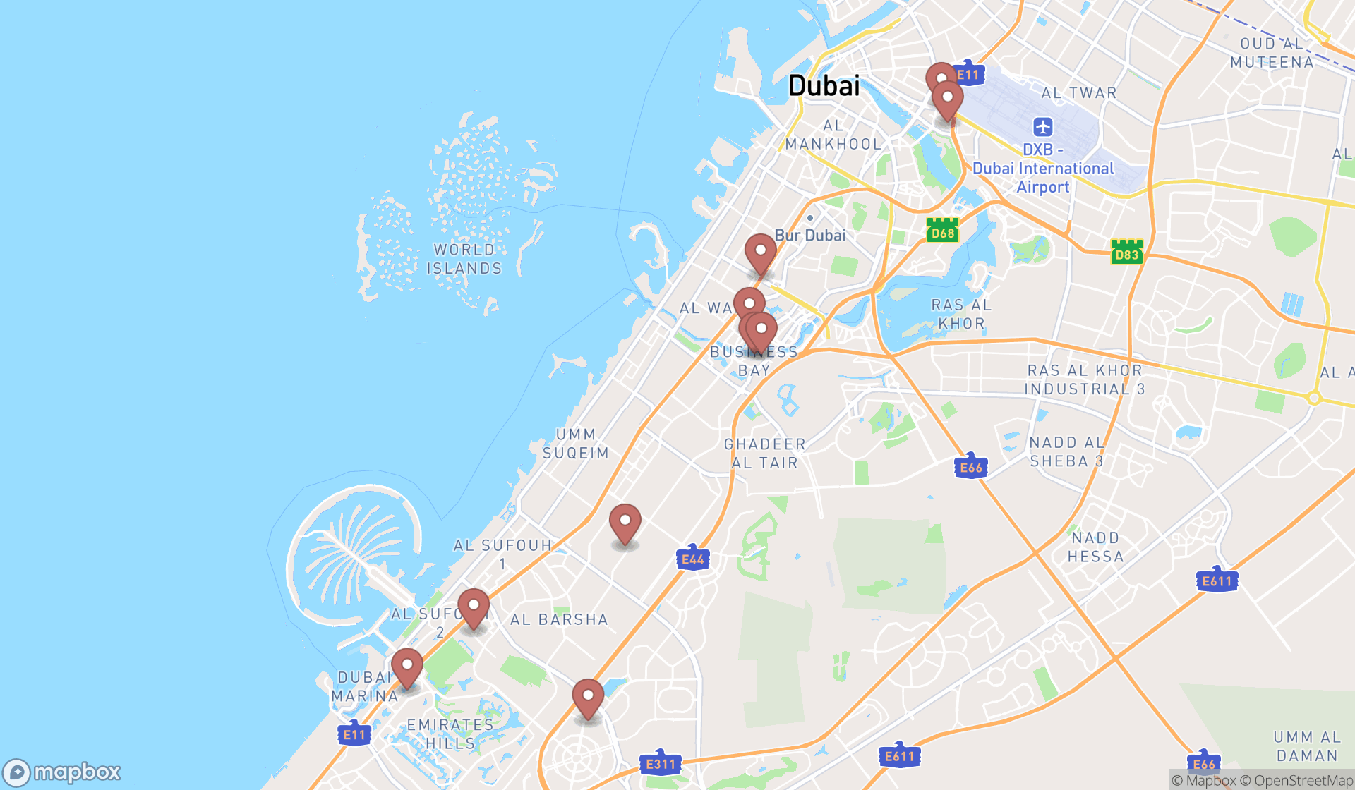Map showing the ranked book publishers in Dubai, Dubai