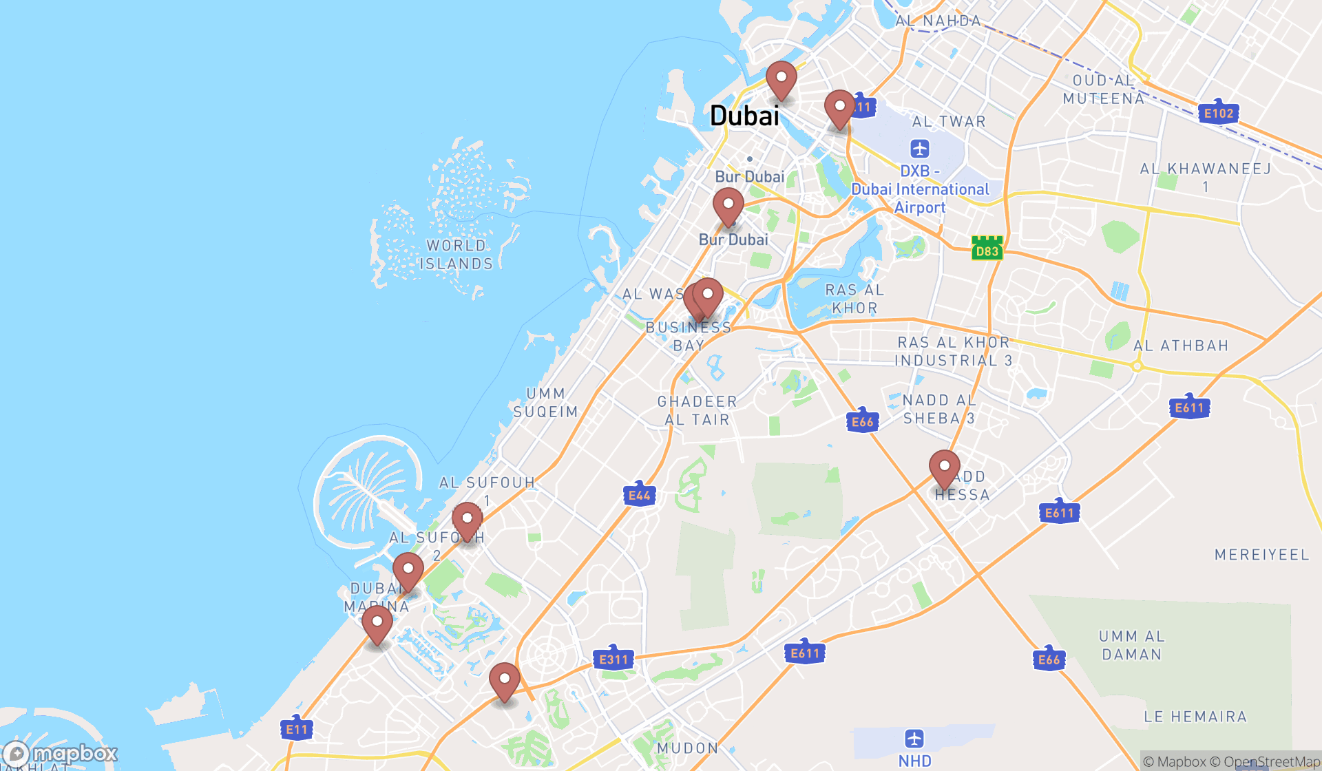 Map showing the ranked bookkeeping services in Dubai, Dubai