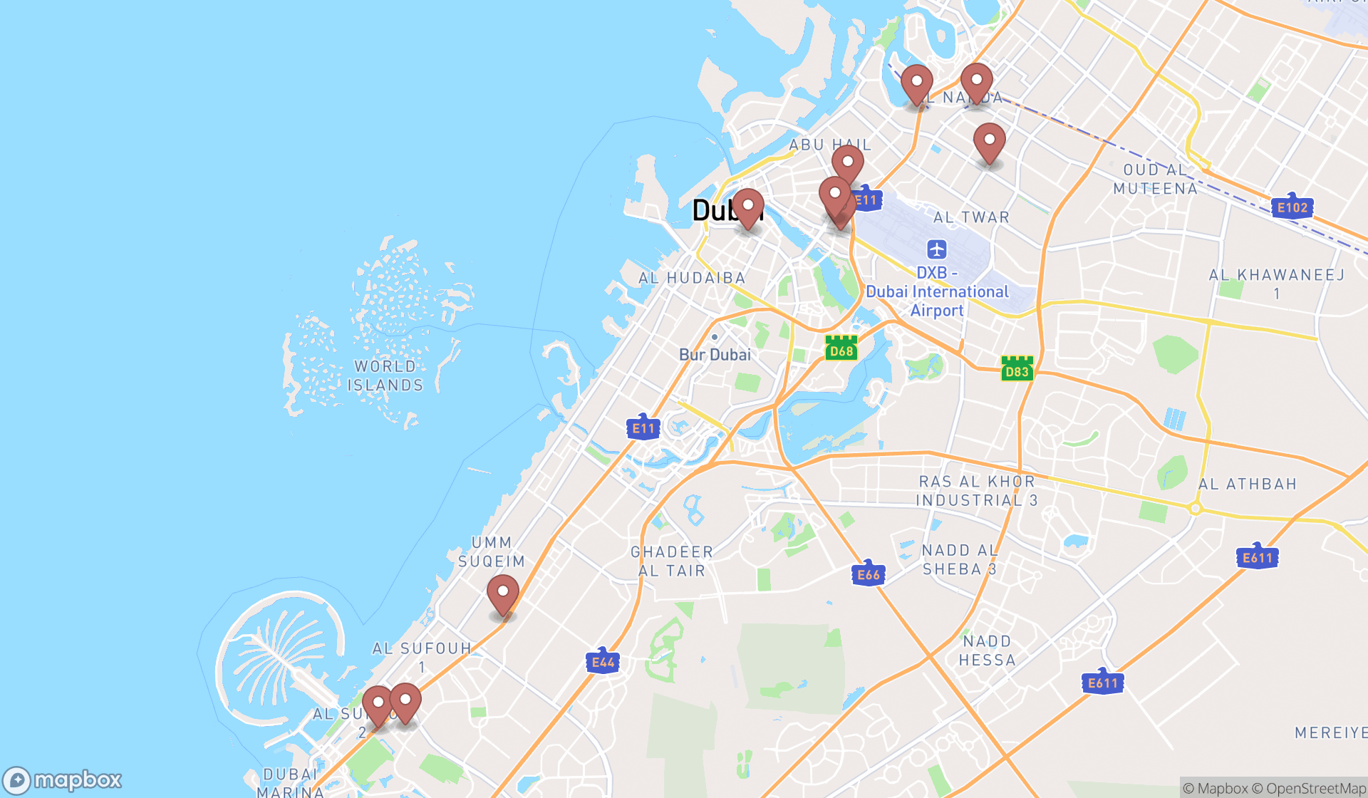 Map showing the ranked building consultants in Dubai, Dubai