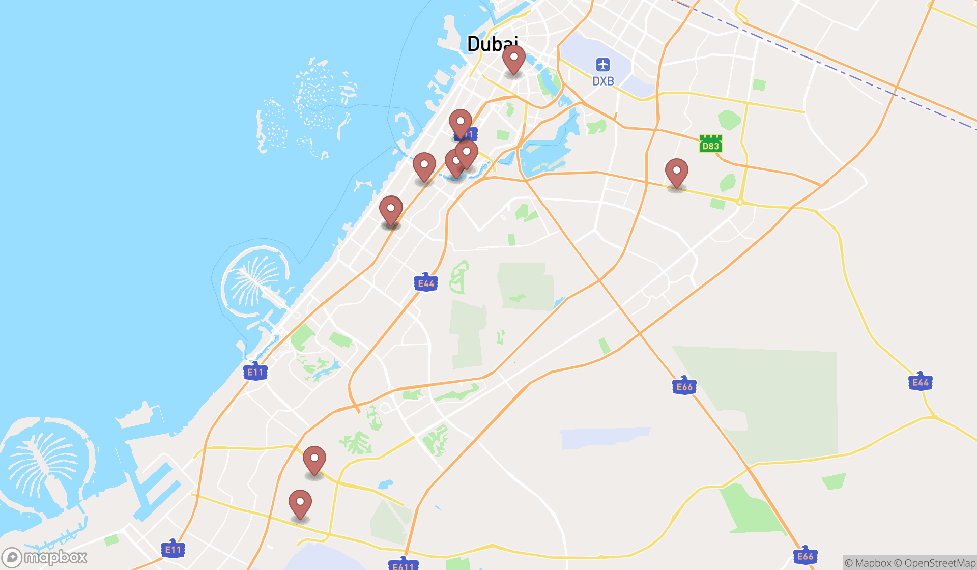 Map showing the ranked cabinet makers in Dubai, Dubai