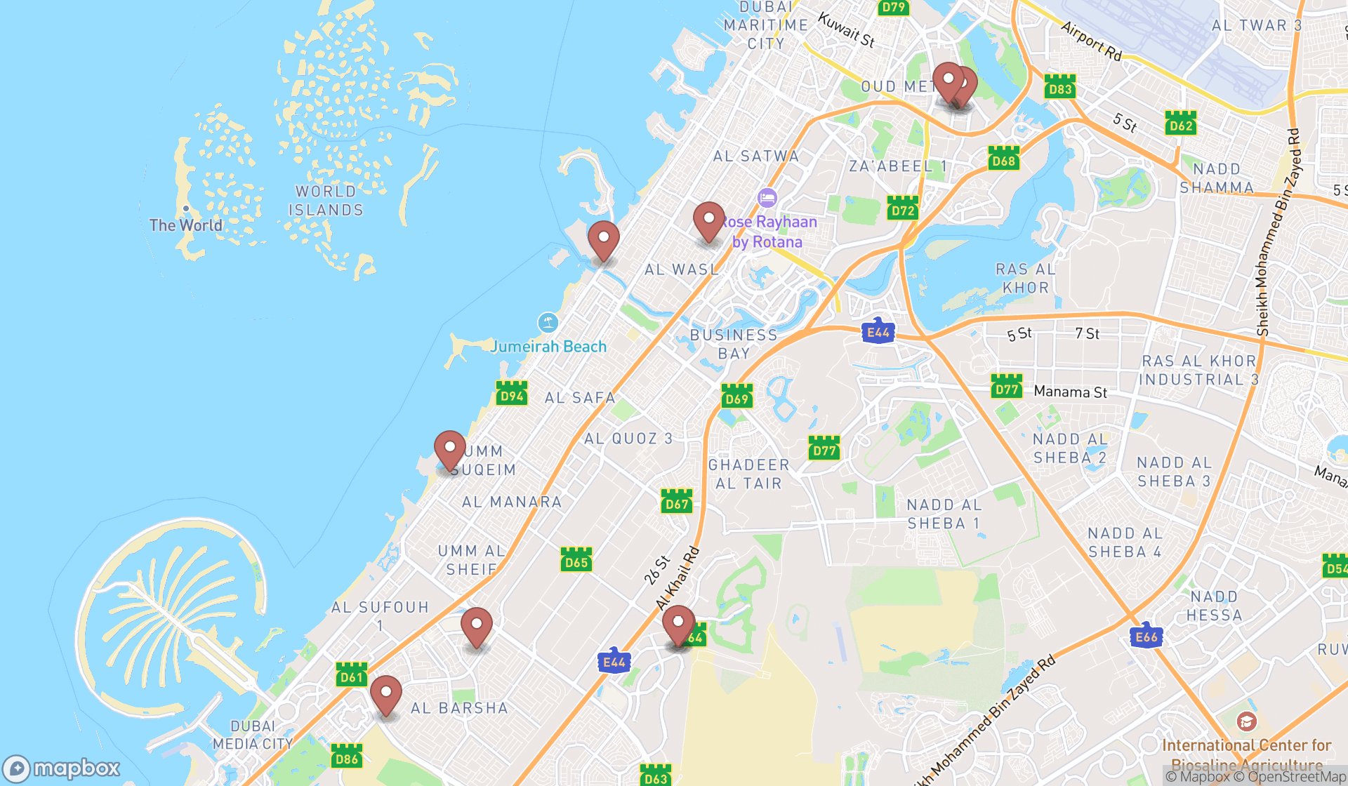 Map showing the ranked cardiovascular and thoracic surgeons in Dubai, Dubai
