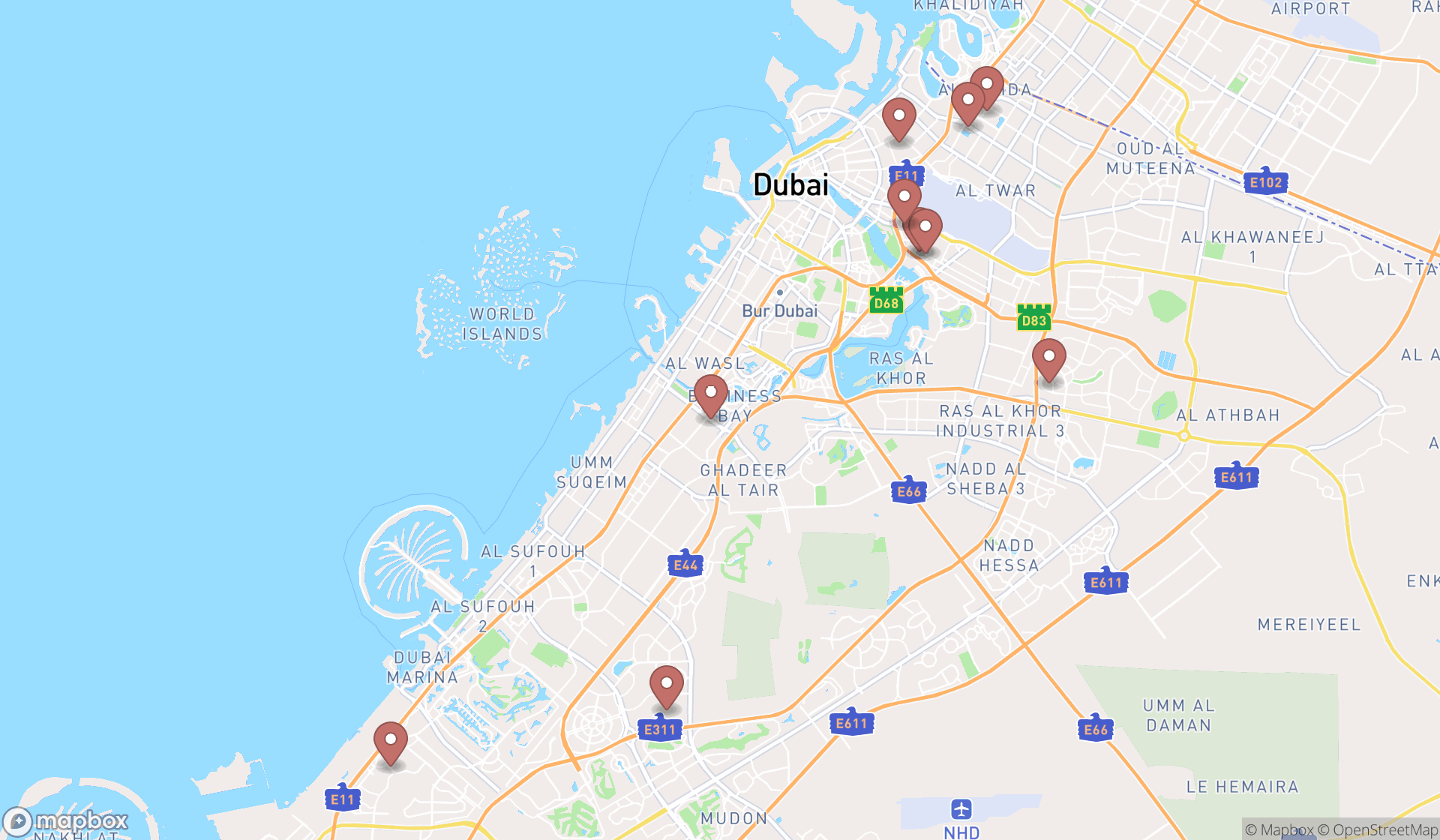 Map showing the ranked cbse schools in Dubai, Dubai