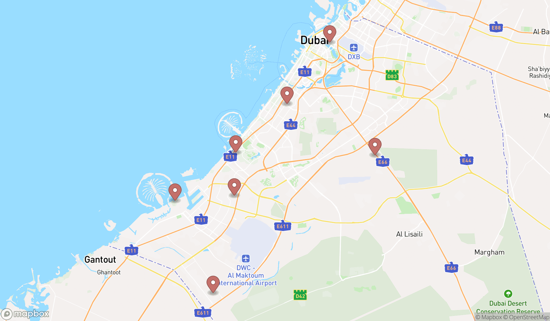 Map showing the ranked cement manufacturers in Dubai, Dubai