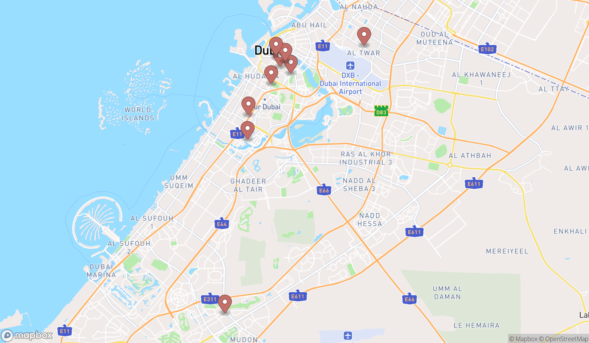 Map showing the ranked certification agencies in Dubai, Dubai