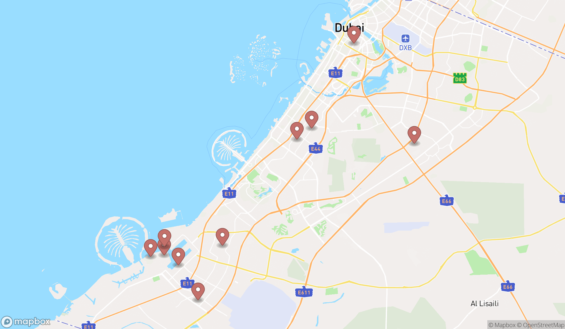 Map showing the ranked chemical plants in Dubai, Dubai