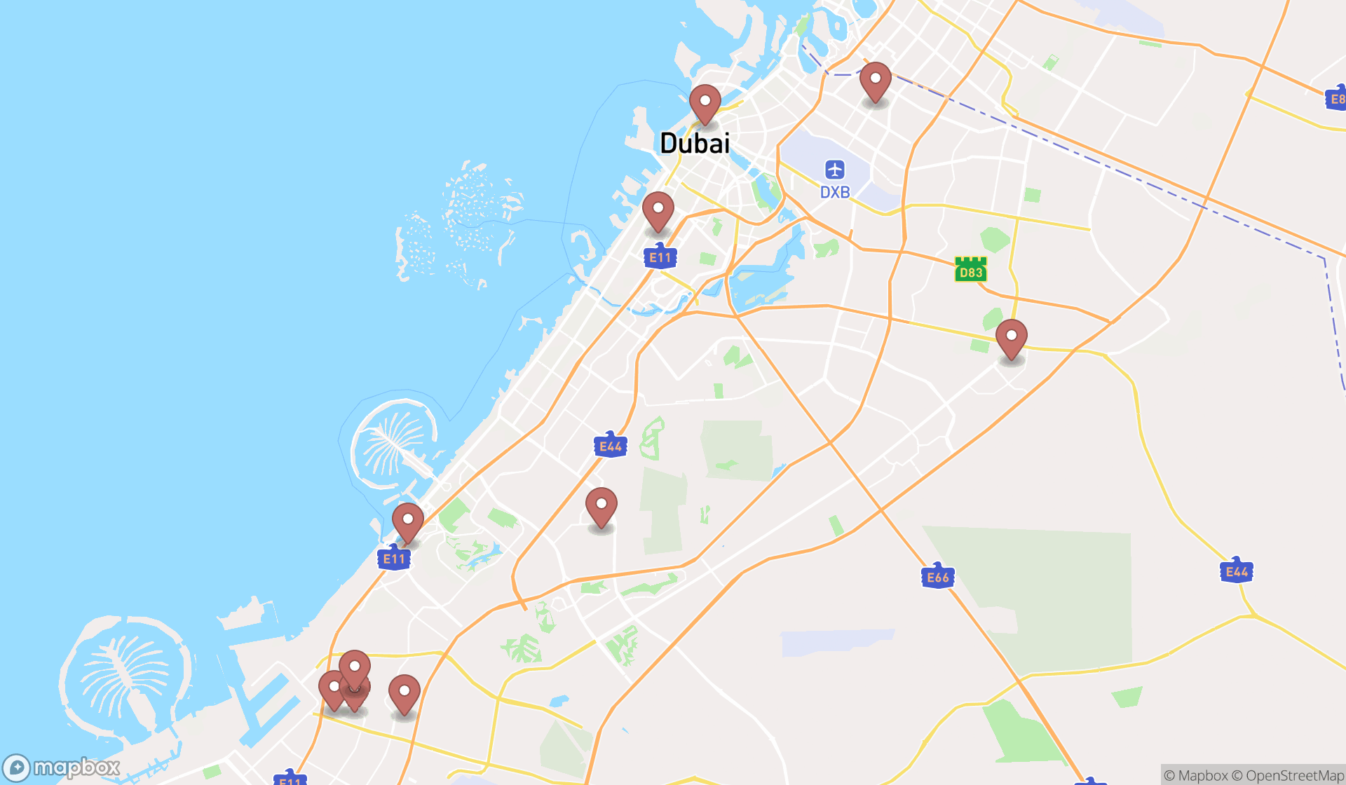 Map showing the ranked chemistry labs in Dubai, Dubai