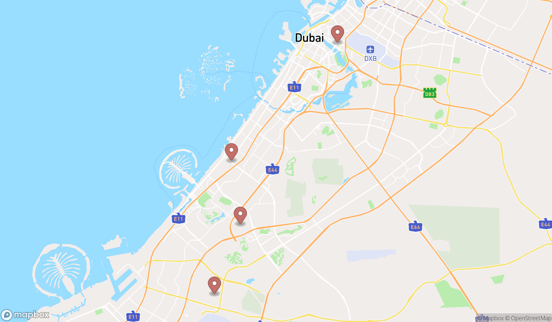 Map showing the ranked childbirth classes in Dubai, Dubai