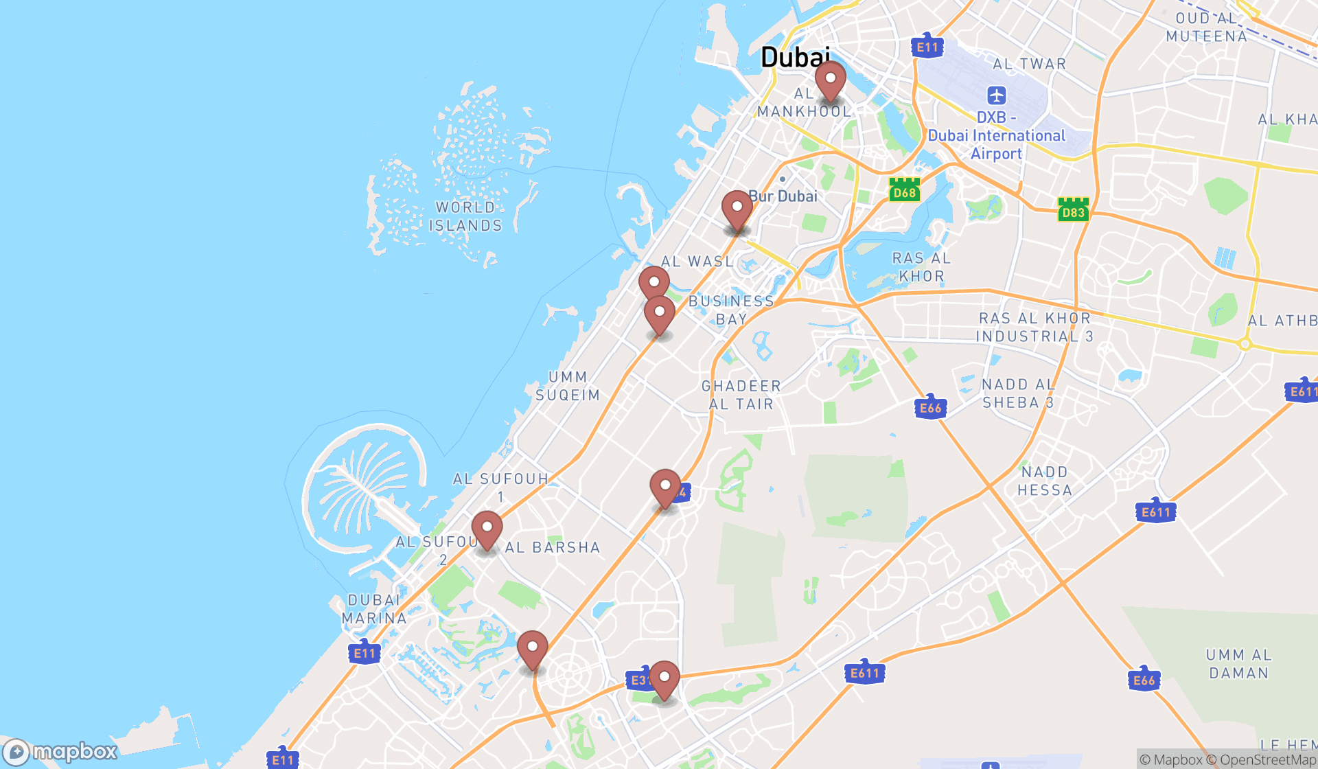 Map showing the ranked children's book stores in Dubai, Dubai