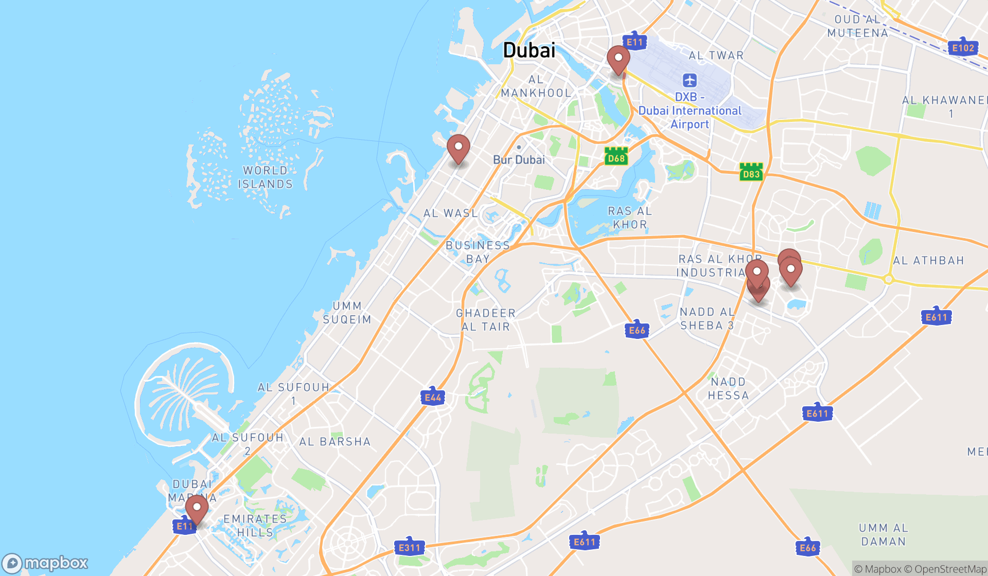 Map showing the ranked chinese medicine stores in Dubai, Dubai