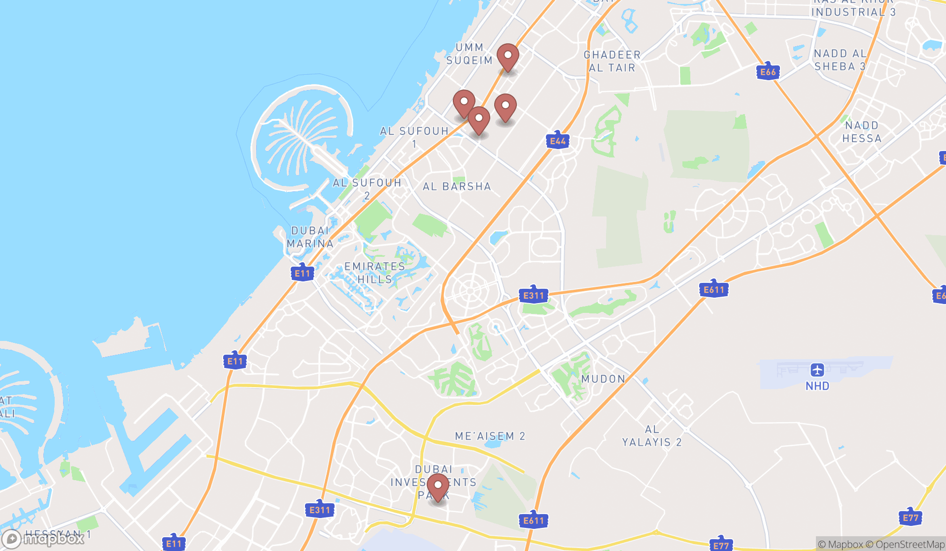 Map showing the ranked circuses in Dubai, Dubai