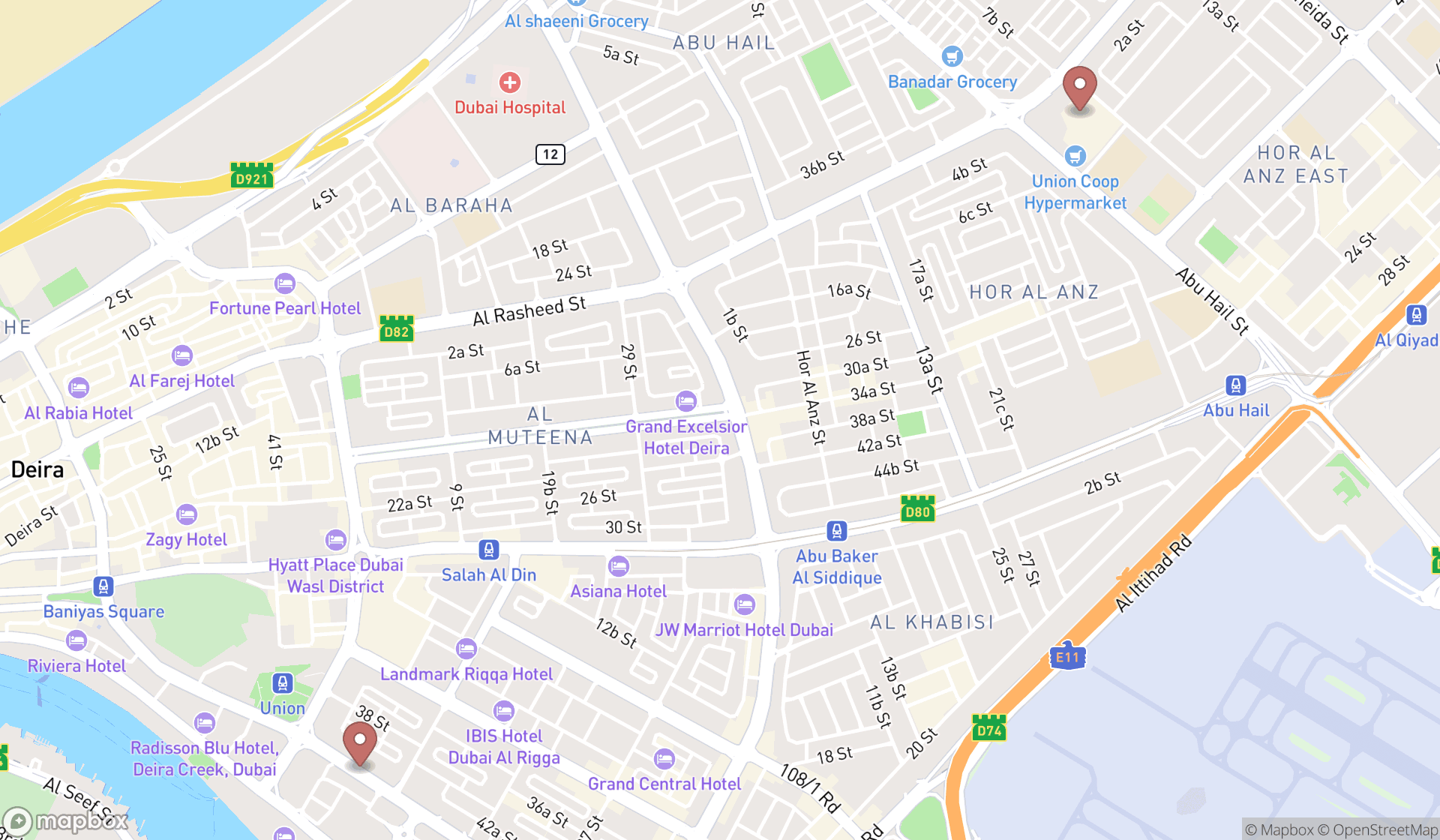Map showing the ranked city tax offices in Dubai, Dubai