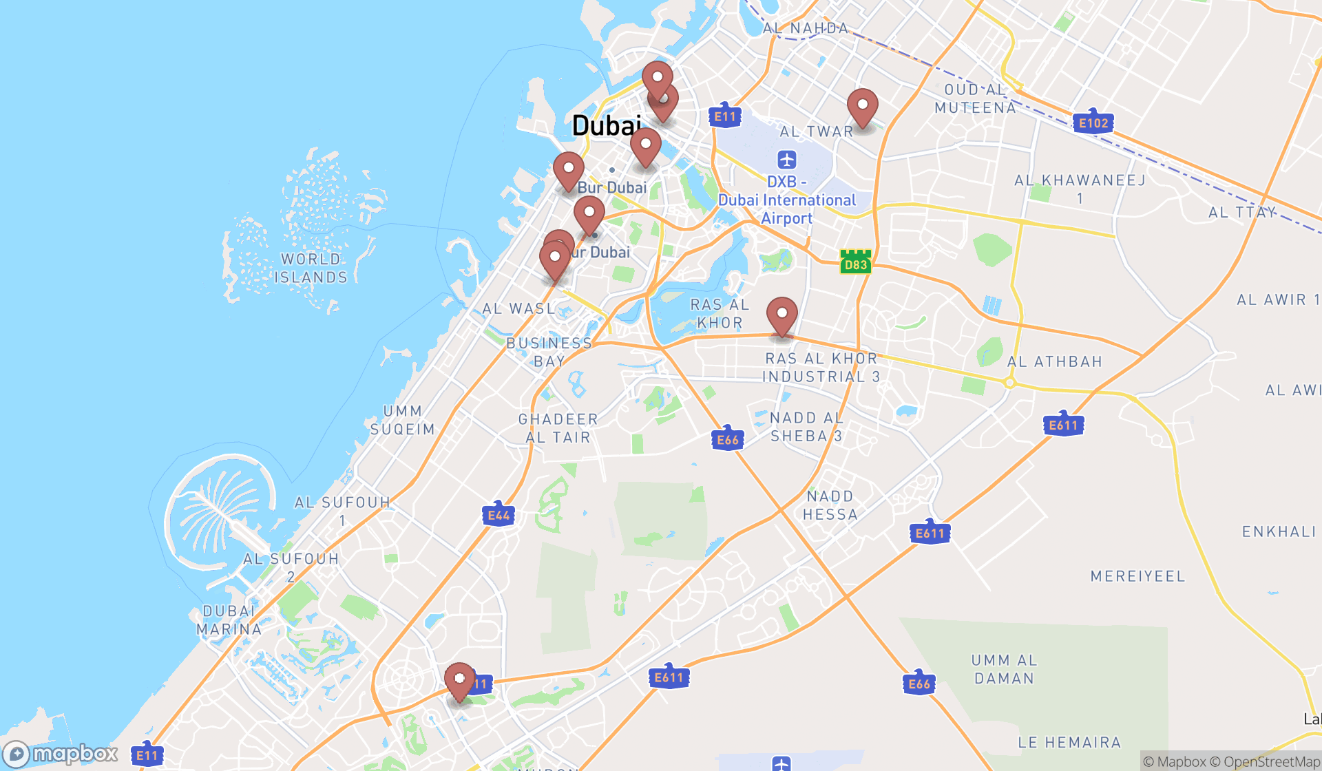 Map showing the ranked civil engineers in Dubai, Dubai