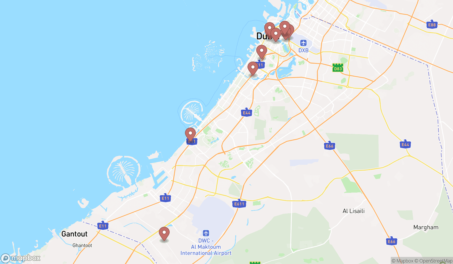 Map showing the ranked classified ads newspaper publishers in Dubai, Dubai