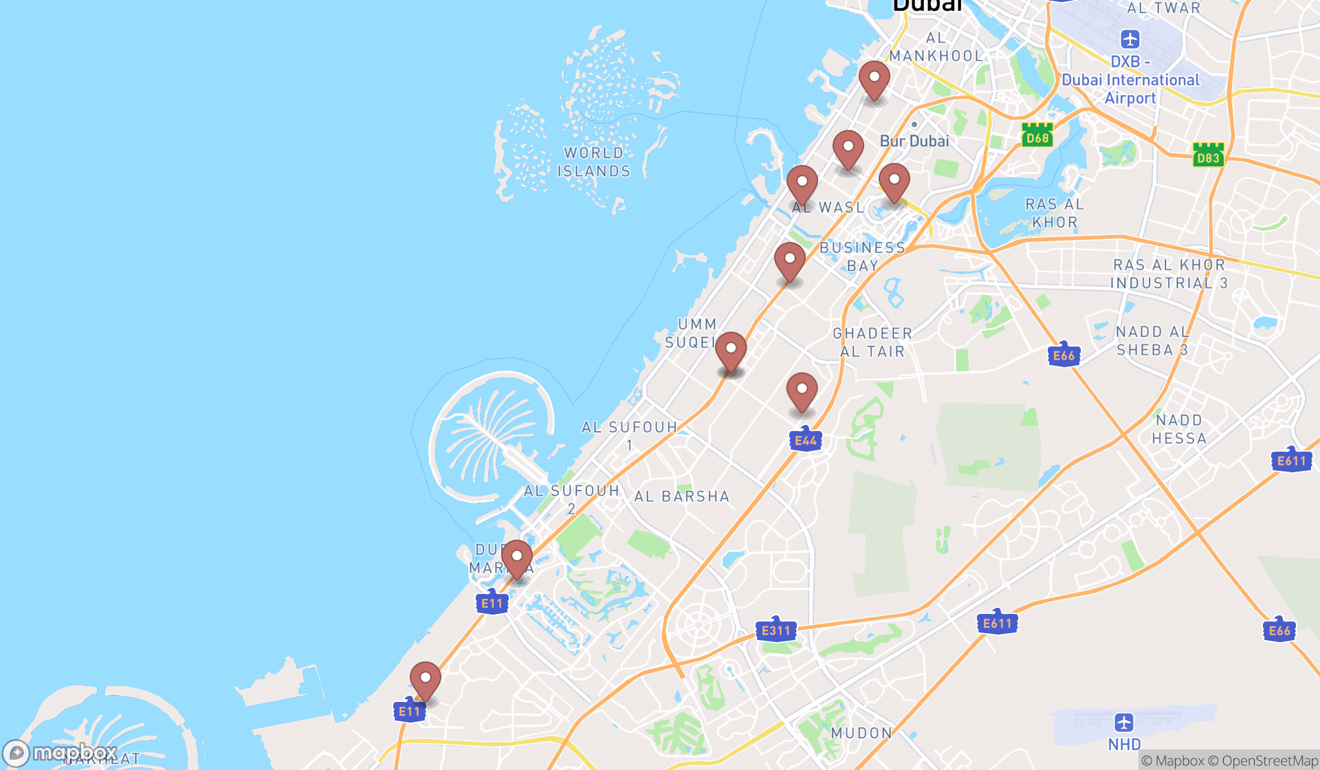 Map showing the ranked comic book stores in Dubai, Dubai