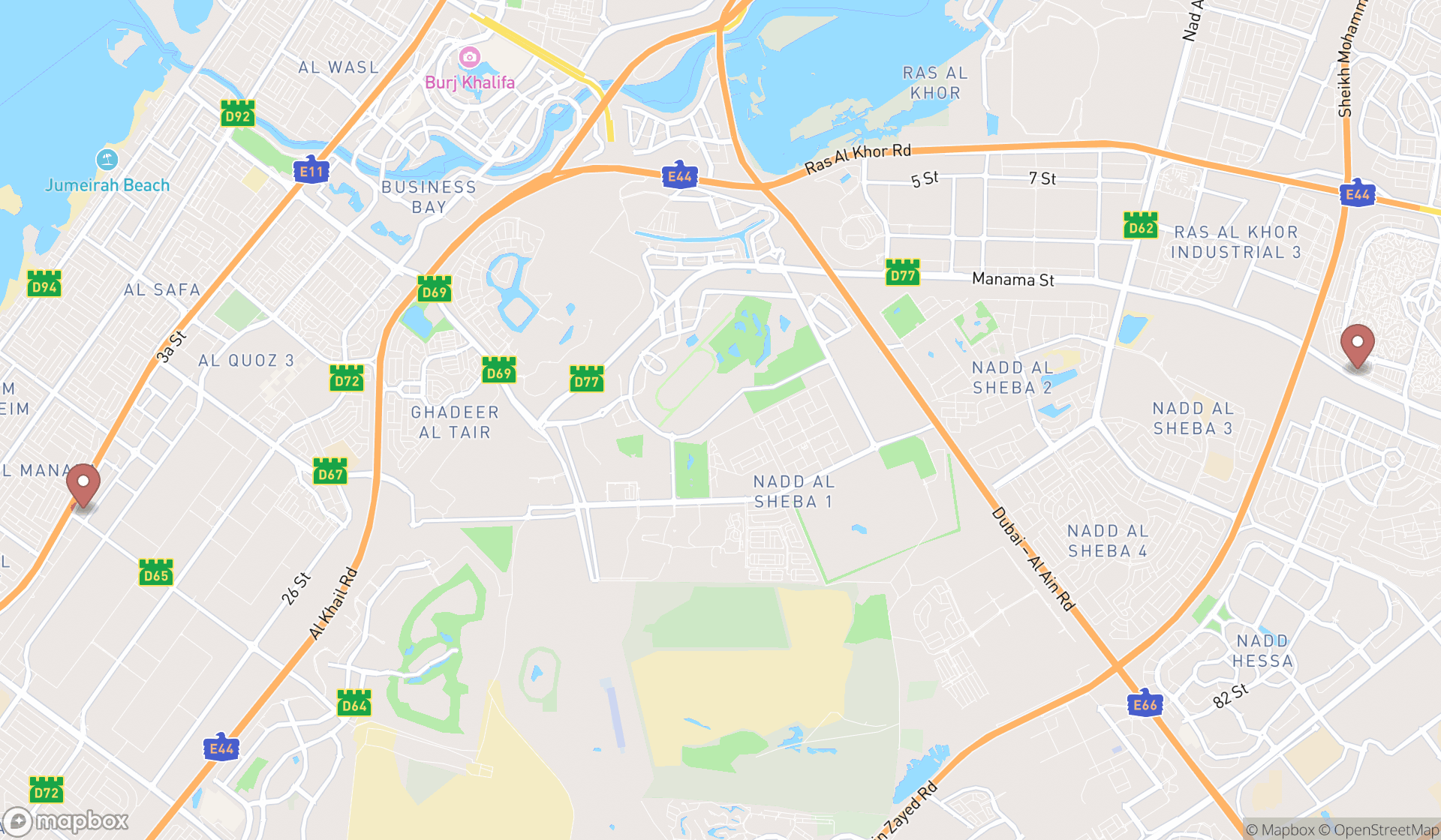 Map showing the ranked comic cafes in Dubai, Dubai