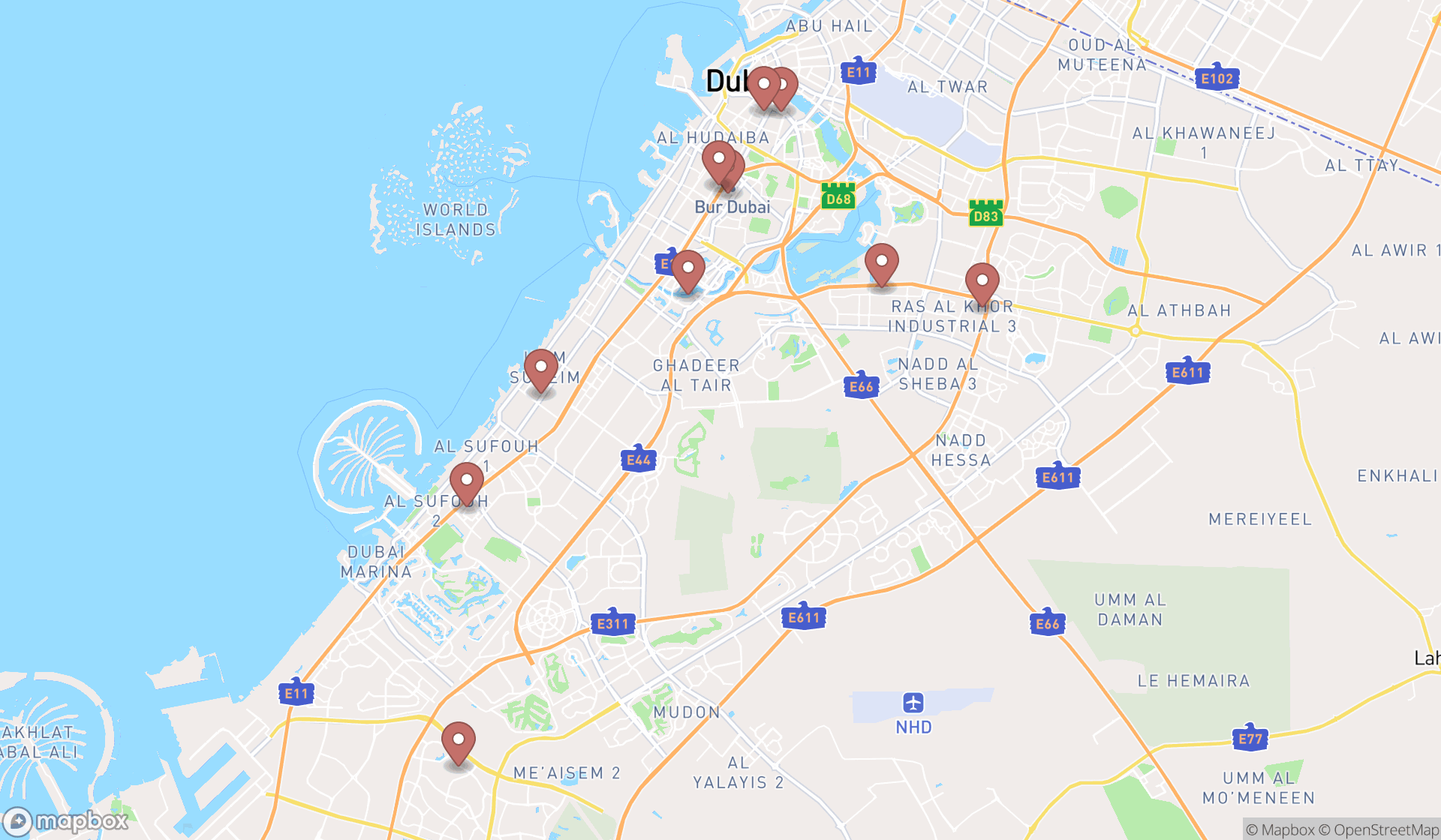 Map showing the ranked company registries in Dubai, Dubai